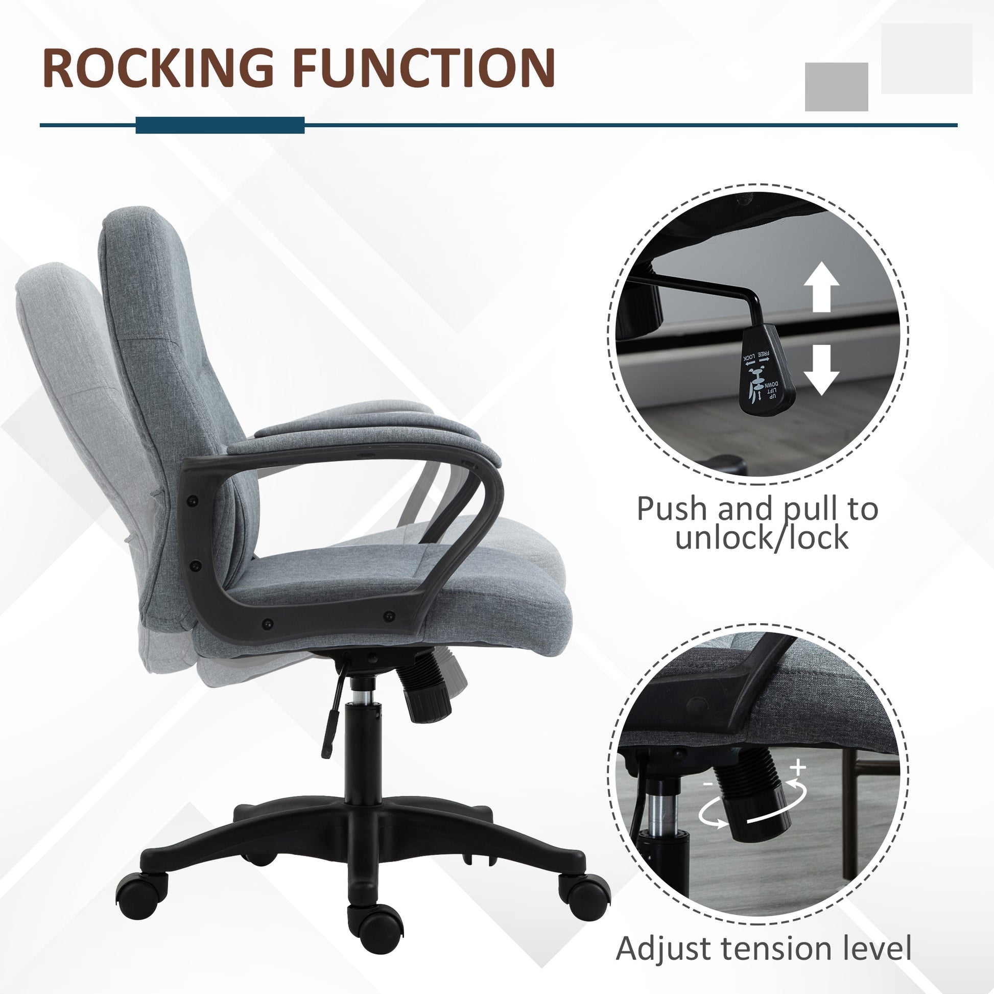 Image for Vinsetto Office Chair with Massager Lumbar High Back Ergonomic Support Office 360° Swivel Chairs Adjustable Height Backrest Grey