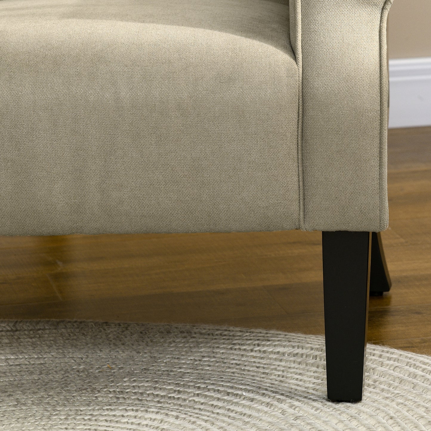 HOMCOM Upholstered Accent Chair with Rolled Arms and Wood Legs, Armchair for Living Room Bedroom, Grey