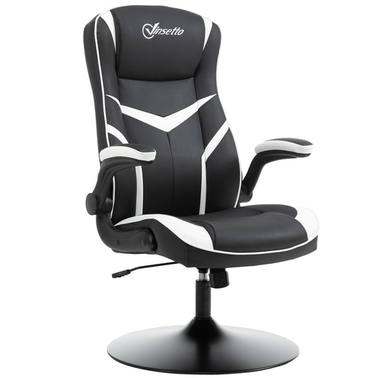 Image for Vinsetto Gaming Chair Ergonomic Computer Chair Home Office Desk Swivel Chair w/ Adjustable Height Pedestal Base PVC Leather, Black & White