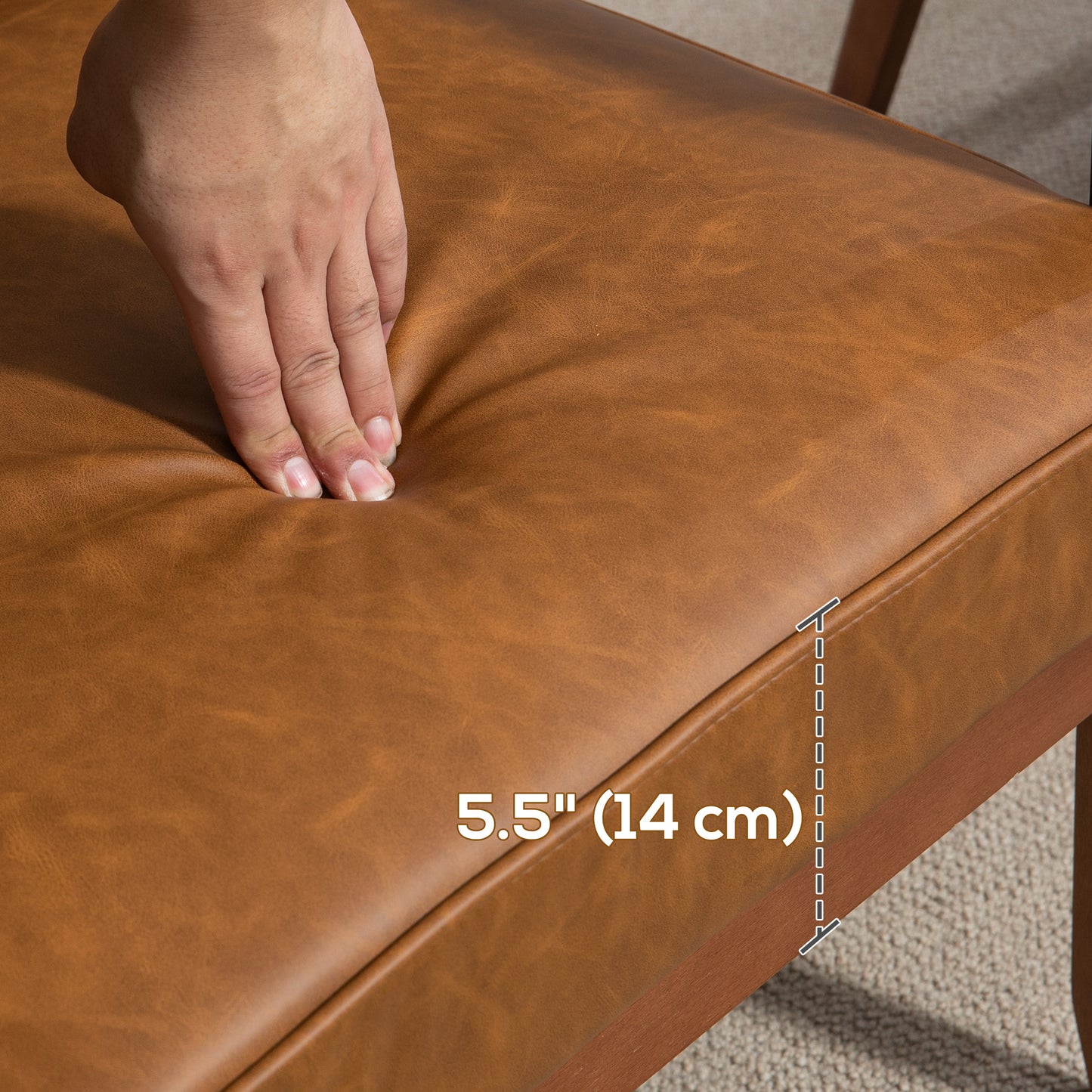 HOMCOM 2 Pack Retro-Style Accent Chair, with Faux Leather Seat - Brown - ChairwayUK
