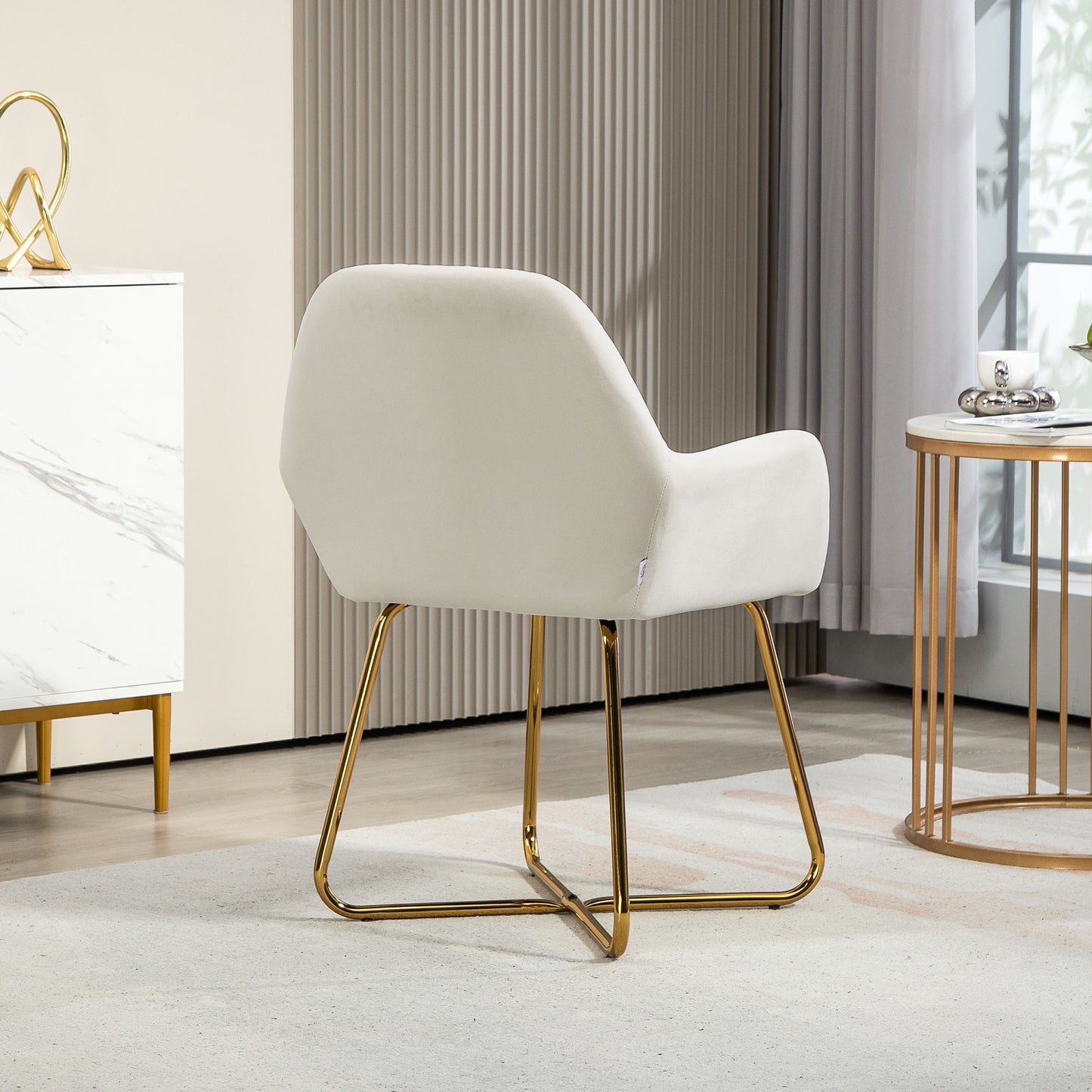 HOMCOM Modern Arm Chair Set of 2 Upholstered Accent Chair with Metal Base for Living Room - ChairwayUK