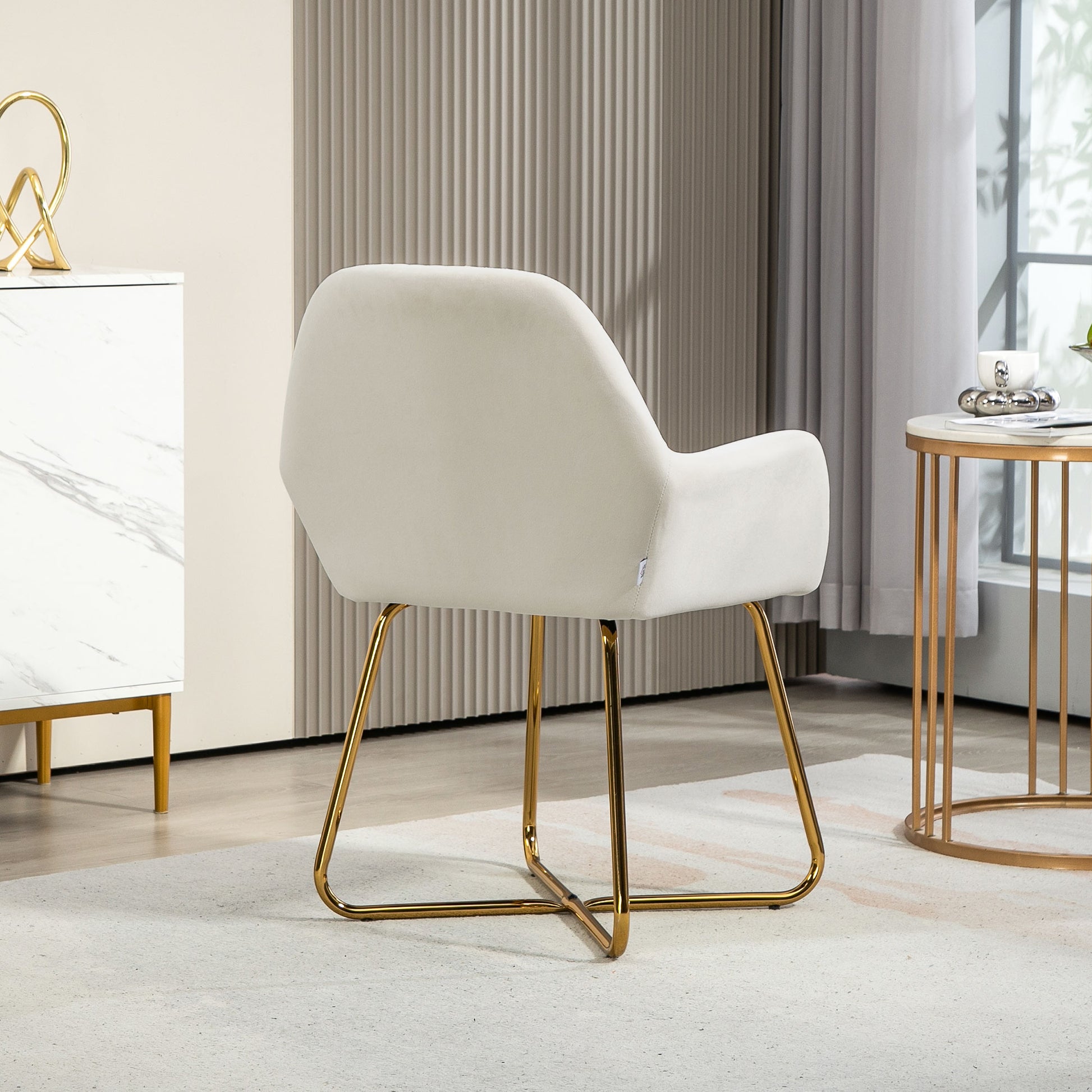 HOMCOM Modern Arm Chair Set of 2 Upholstered Accent Chair with Metal Base for Living Room - ChairwayUK