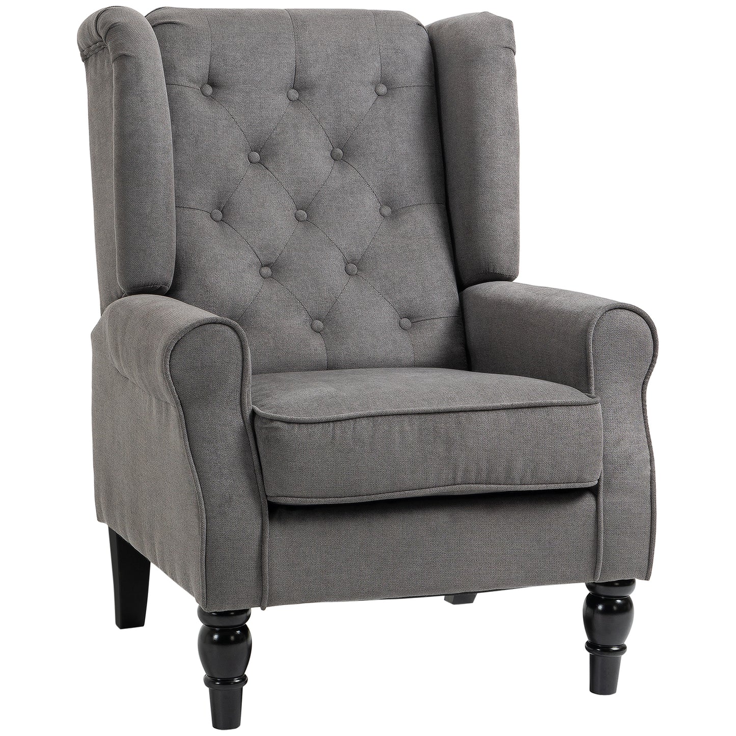 HOMCOM Retro Accent Chair, Wingback Armchair with Wood Frame Button Tufted Design for Living Room Bedroom - ChairwayUK