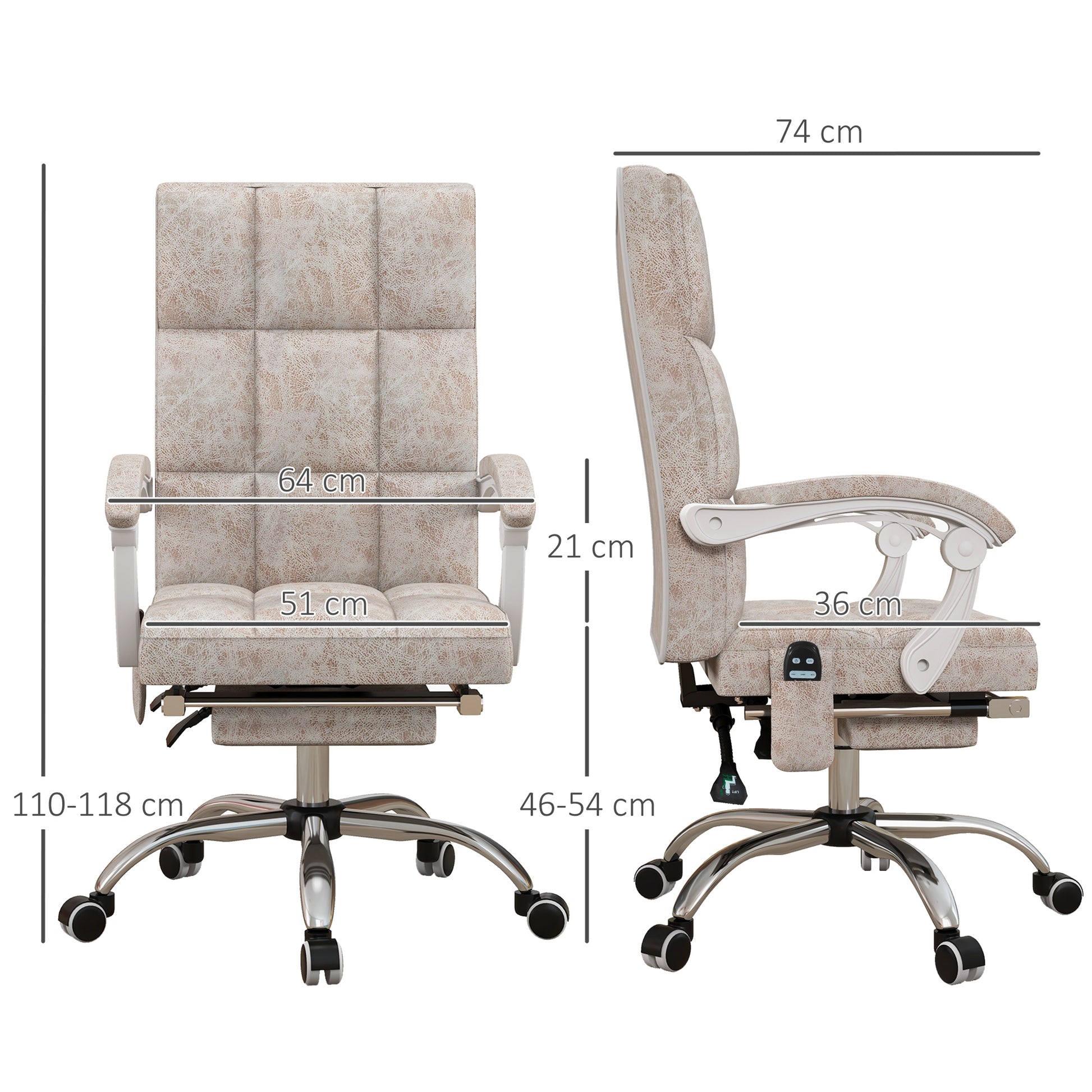 Image for Vinsetto Executive Vibration Massage Office Chair, Microfibre Computer Chair with Armrest, 135° Reclining Back, Beige