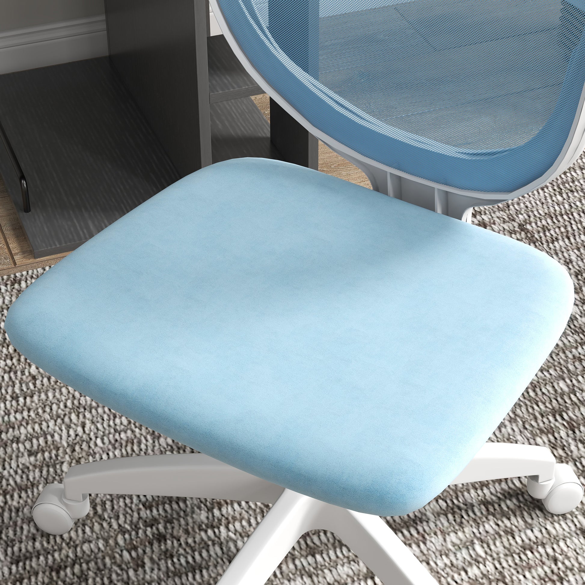 Image for Vinsetto Armless Desk Chair, Mesh Office Chair, Height Adjustable with Swivel Wheels, Blue