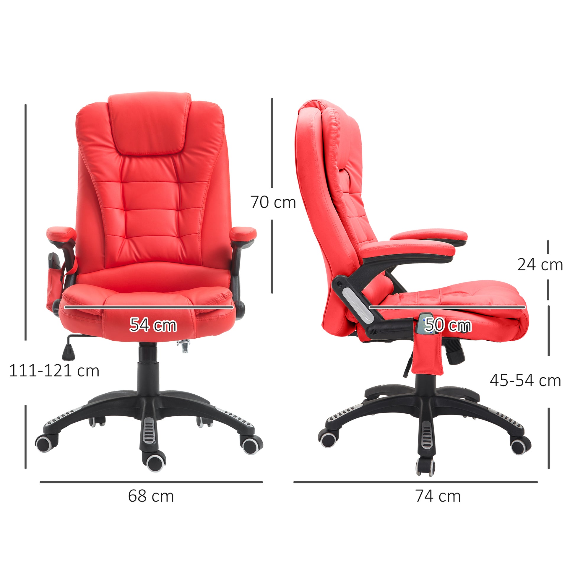 Image for HOMCOM Ergonomic Chair with Massage and Heat, High Back PU Leather Massage Office Chair With Tilt and Reclining Function, Red