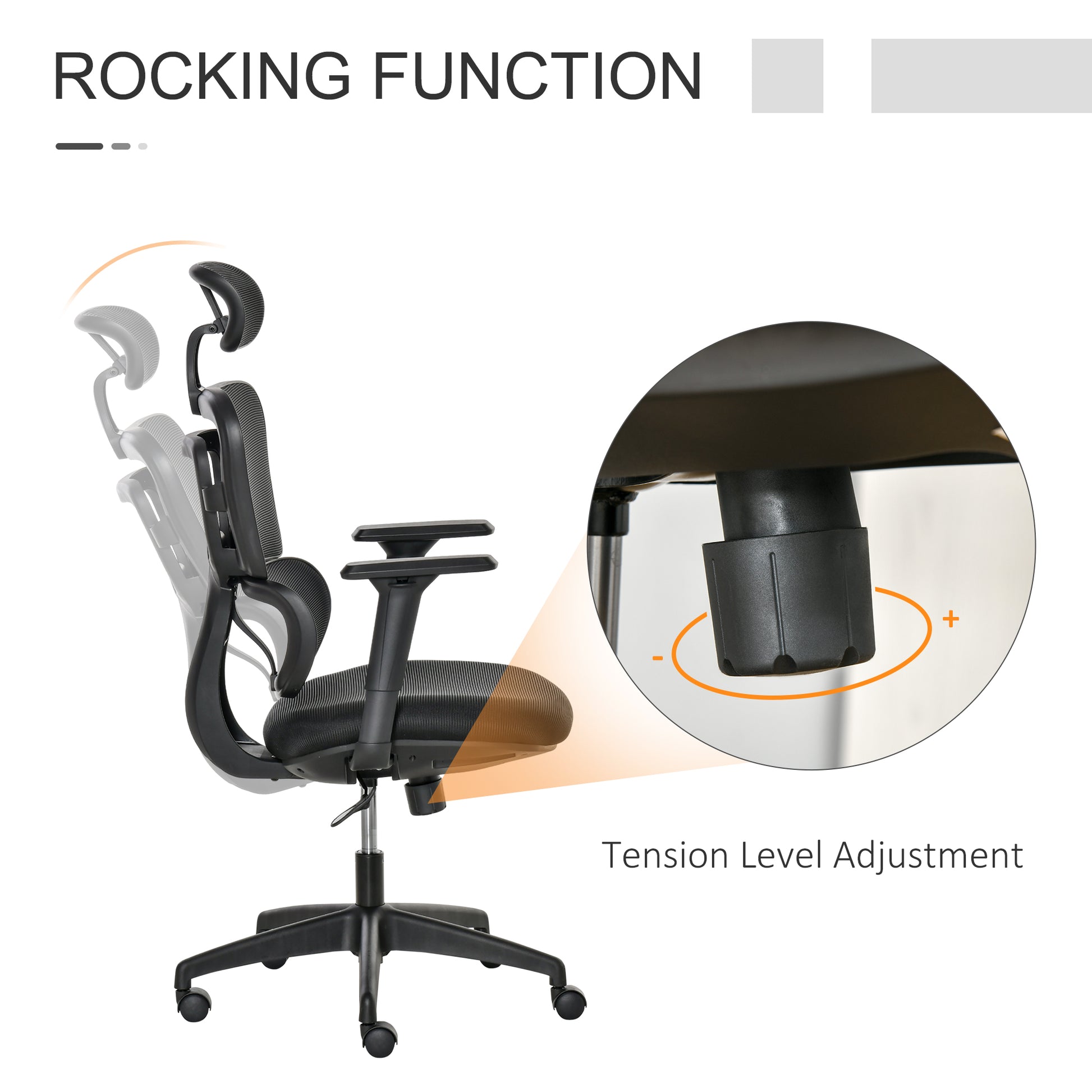 Image for Vinsetto Mesh Office Chair, Ergonomic High-Back Swivel Desk Chair with Adjustable Height, Headrest, Lumbar Support, Padded Seat for Home Office Black