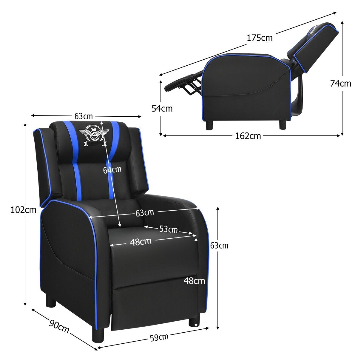 Adjustable Gaming Chair with Footrest Headrest and Lumbar Support - Blue - ChairwayUKGaming ChairHV10006BLLumbar Support Gaming Chair - Best Gaming Chair | ChairwayUK