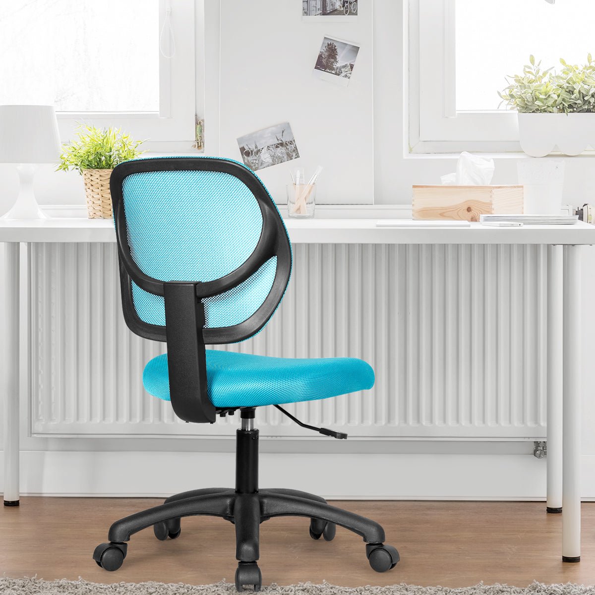 Adjustable Swivel Kids Office Chair with Lumbar Support - Turquoise - ChairwayUKHome Office ChairHW63008GNKids Office Chair