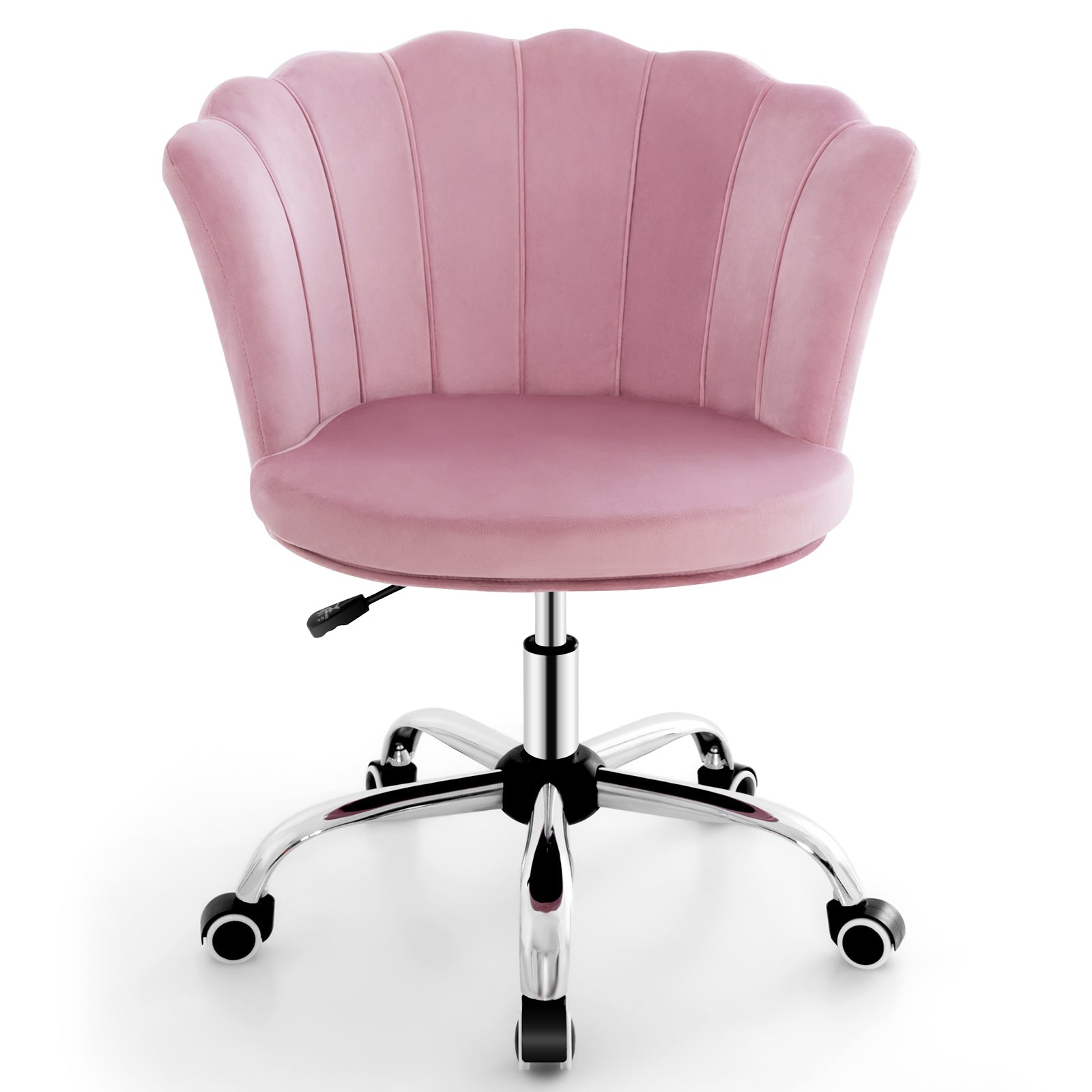 Adjustable Velvet Office Chair with Handle and Universal Wheels - Pink - ChairwayUKHome Office ChairCB10457PIImage for CB10457PI