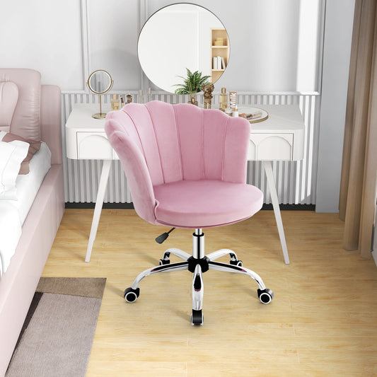 Adjustable Velvet Office Chair with Handle and Universal Wheels - Pink - ChairwayUKHome Office ChairCB10457PIImage for CB10457PI