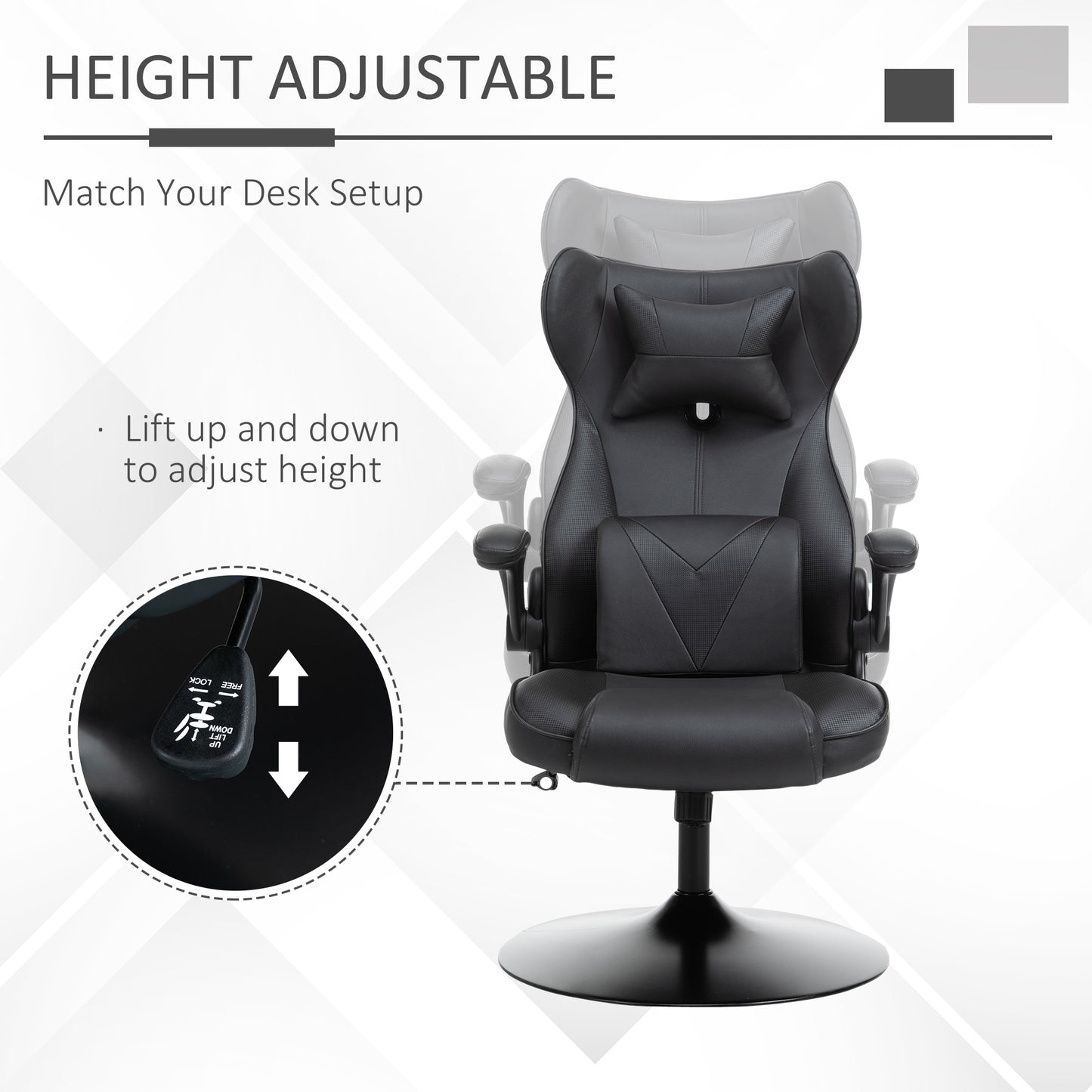 Image for Vinsetto Video Game Chair with Lumbar Support, Racing Style Home Office Chair, Computer Chair with Swivel Base, Flip-up Armrest and Headrest, Black