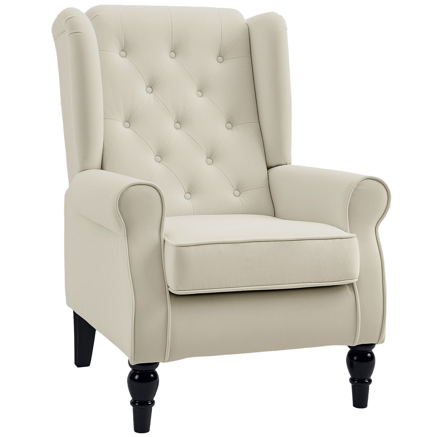 HOMCOM Retro Accent Chair, Wingback Armchair with Wood Frame Button Tufted Design for Living Room Bedroom - ChairwayUK