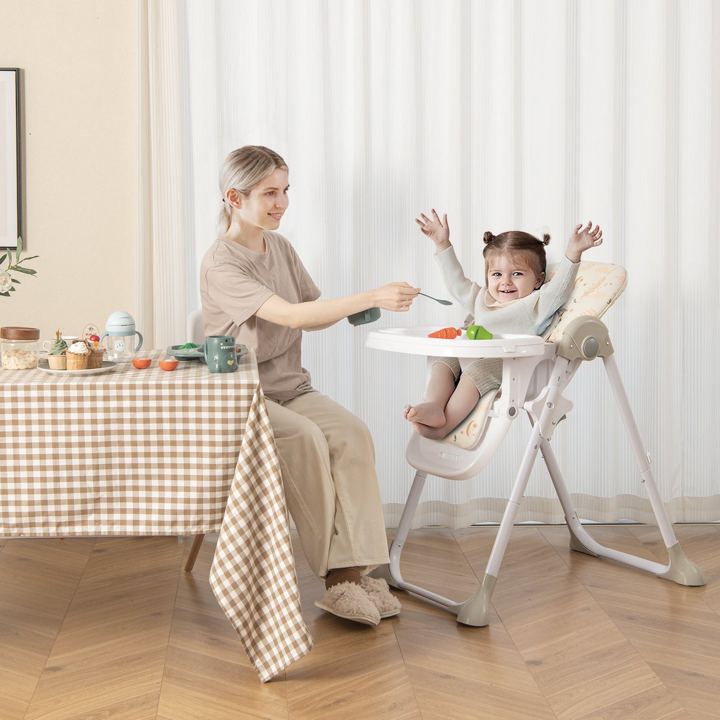 Baby Highchair with Removable Tray for 6 - 36 Months - ChairwayUKBaby ChairBB5580FLBaby Highchair with Removable Tray for 6 - 36 Months - Multicolor