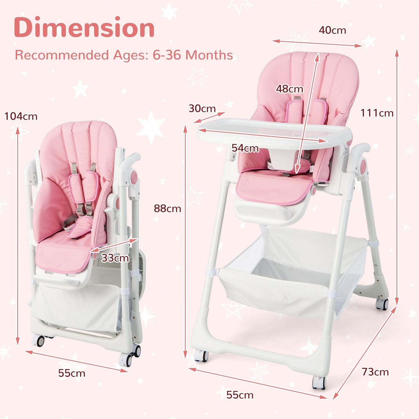 Baby Highchair with Safe, Adjustable and Folding Design - ChairwayUKBaby ChairAD10052PIBaby Highchair with Safe, Adjustable and Folding Design - Grey