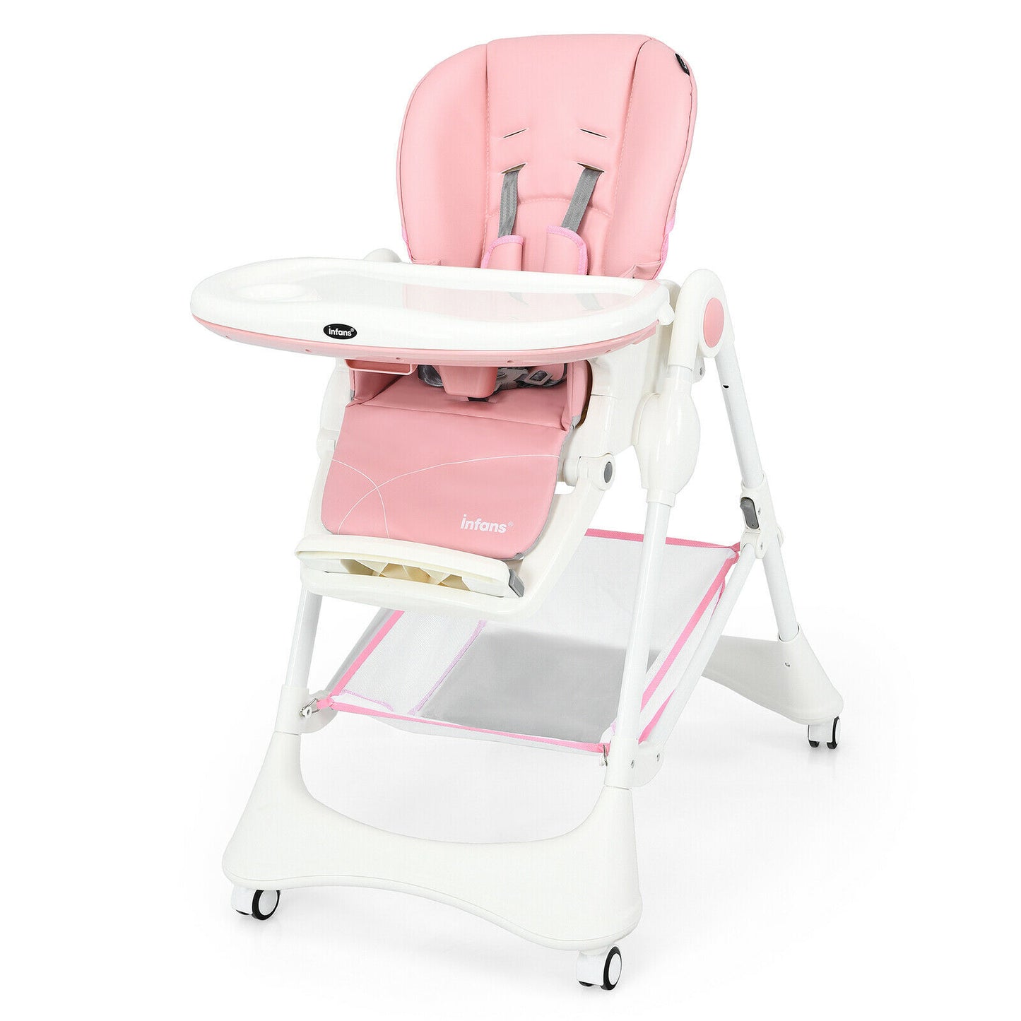 4 in 1 Folding Baby High Chair with Removable Tray and Storage