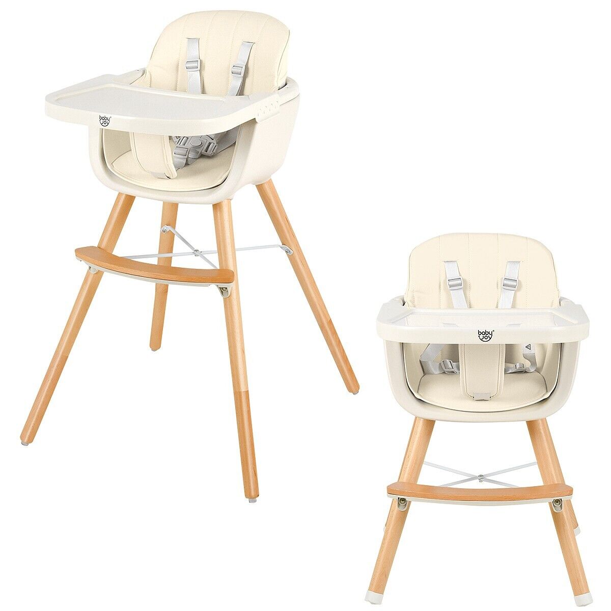 3 in 1 Baby High Chair with Adjustable Legs and Tray for Dining