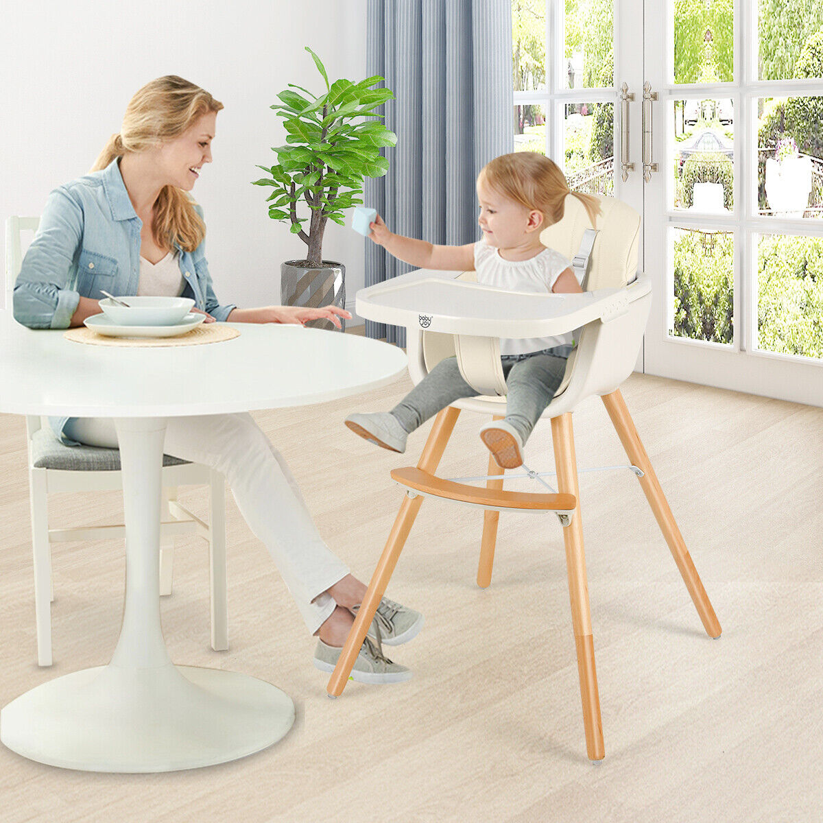 3 in 1 Baby High Chair with Adjustable Legs and Tray for Dining