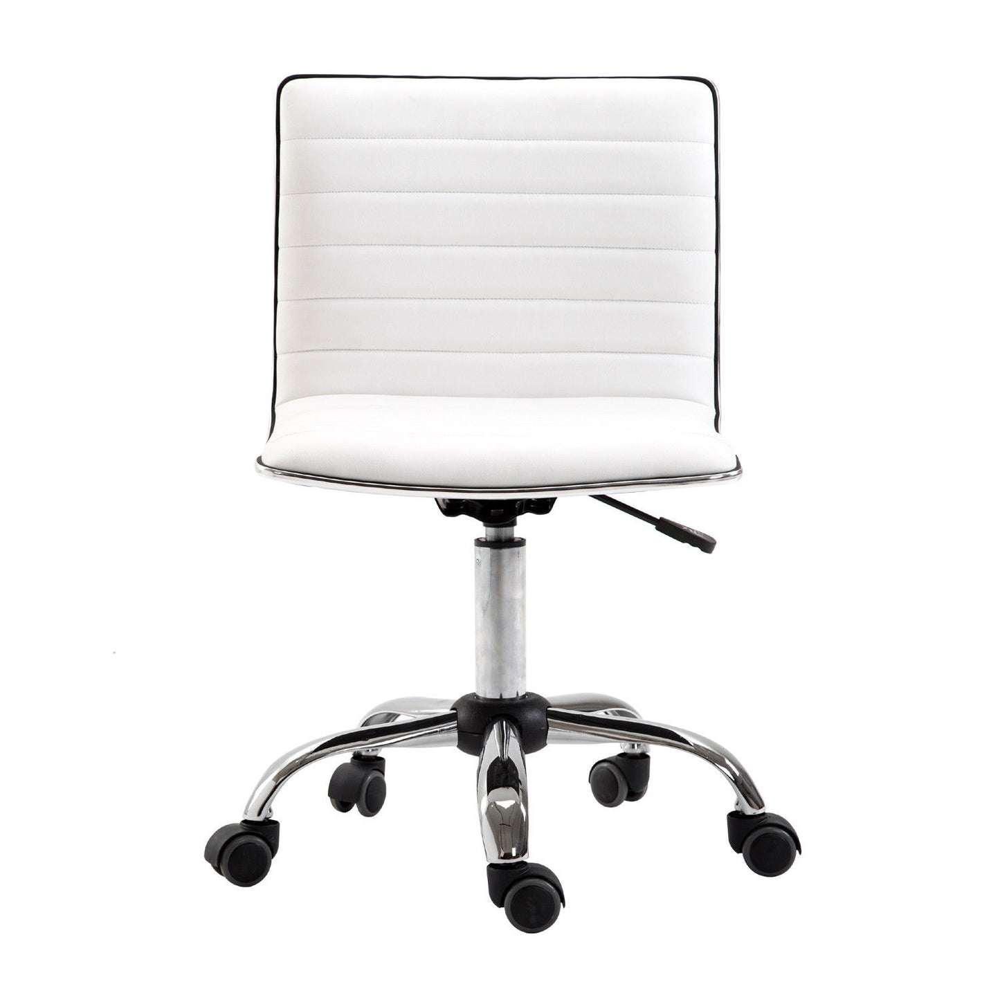 Image for HOMCOM Adjustable Swivel Office Chair with Armless Mid-Back in PU Leather and Chrome Base - White