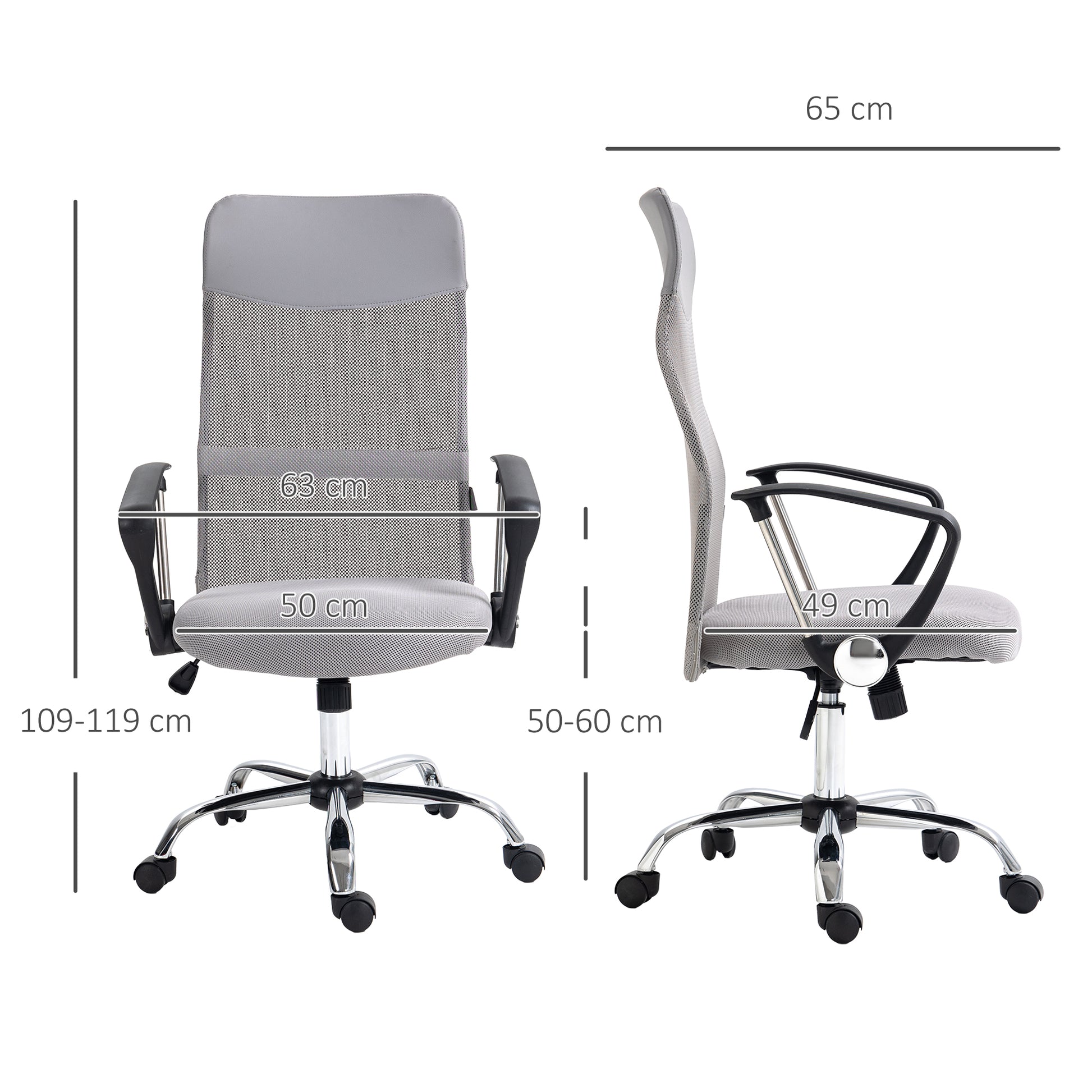 Image for Vinsetto Ergonomic Office Chair Mesh Chair with Adjustable Height Tilt Function Light Grey