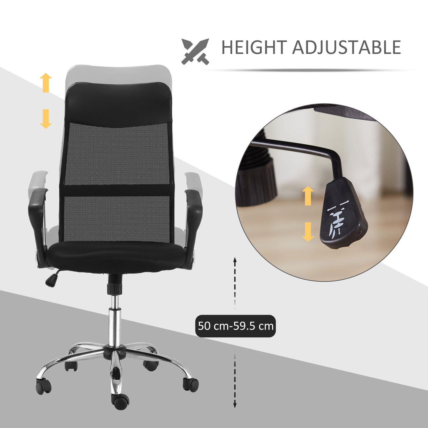 Image for HOMCOM Ergonomic Office Chair Mesh Chair with Adjustable Height Tilt Function Black