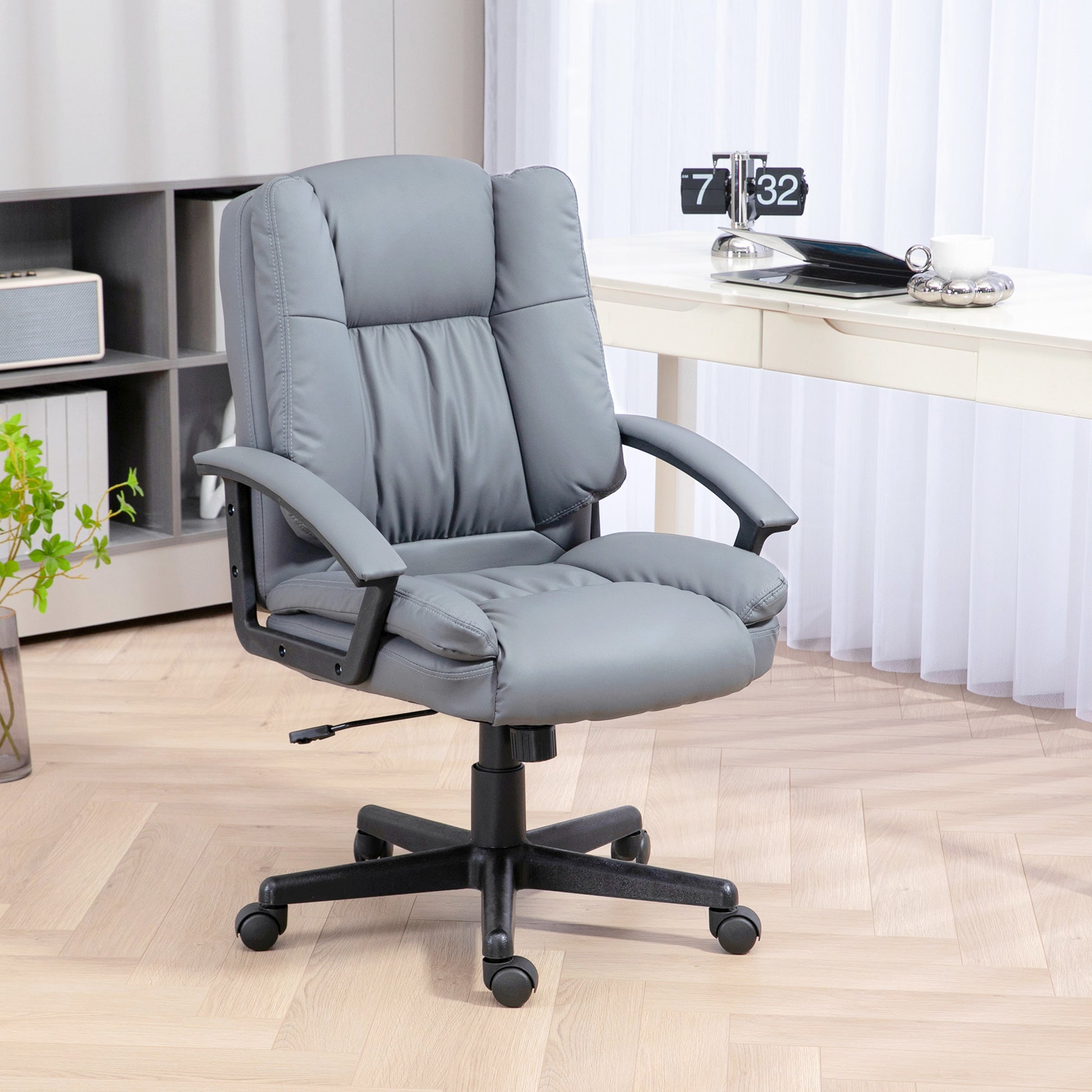 Image for Vinsetto Office Chair, Faux Leather Computer Desk Chair, Mid Back Executive Chair with Adjustable Height and Swivel Rolling Wheels