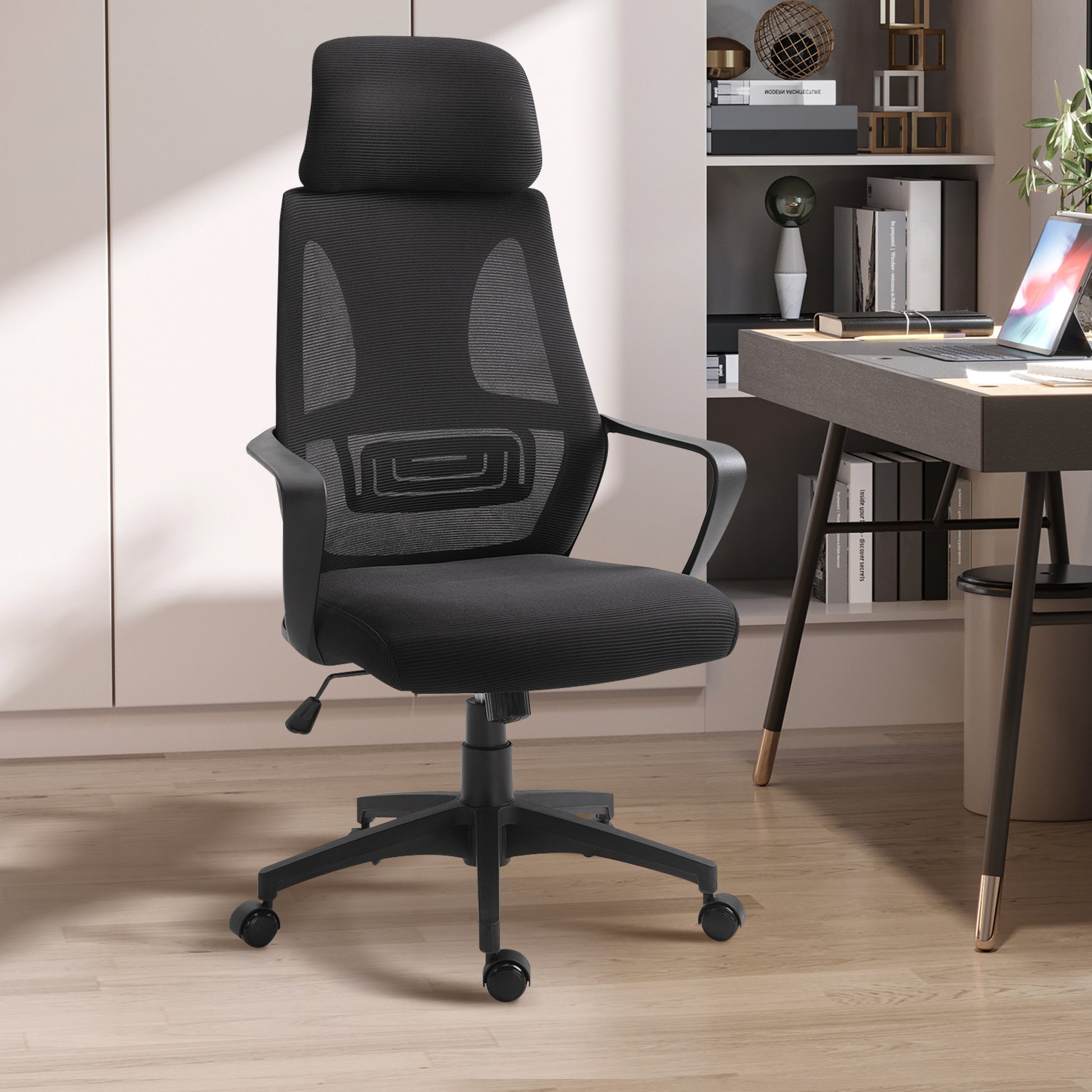 Image for Vinsetto Ergonomic Office Chair w/ Wheel, High Mesh Back, Adjustable Height Home Office Chair - Black