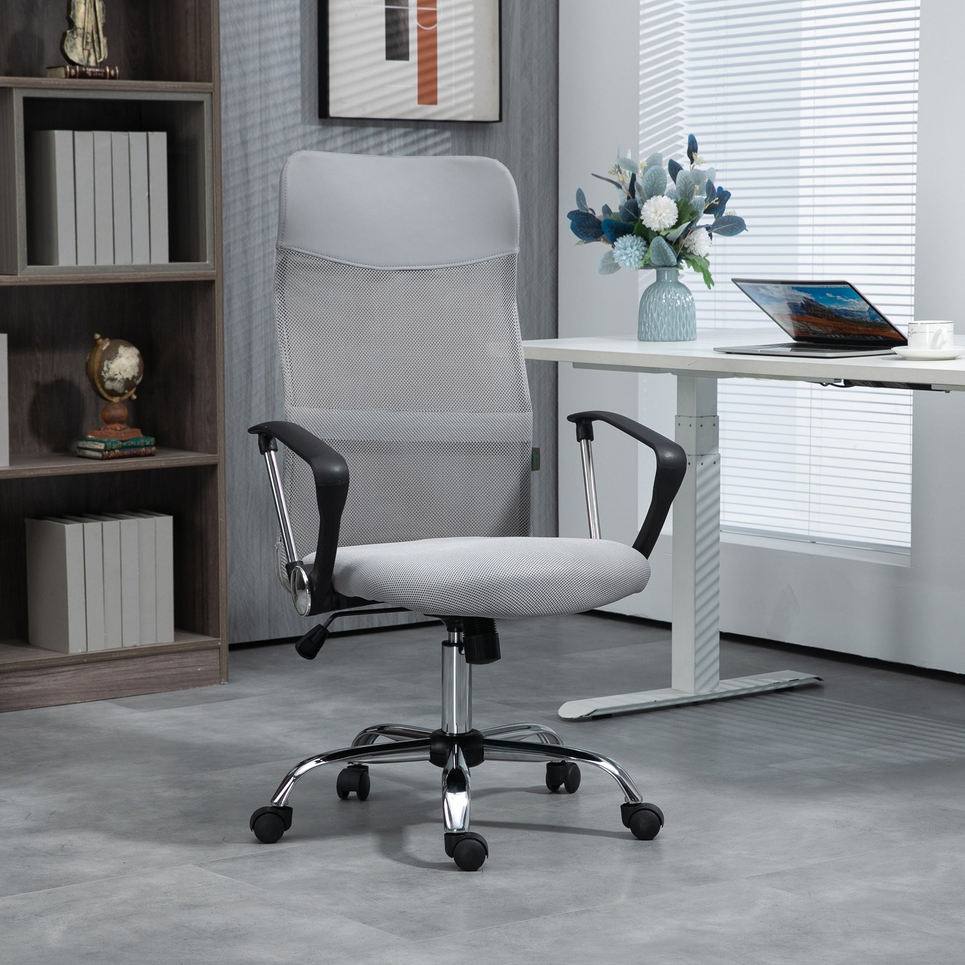 Image for Vinsetto Ergonomic Office Chair Mesh Chair with Adjustable Height Tilt Function Light Grey