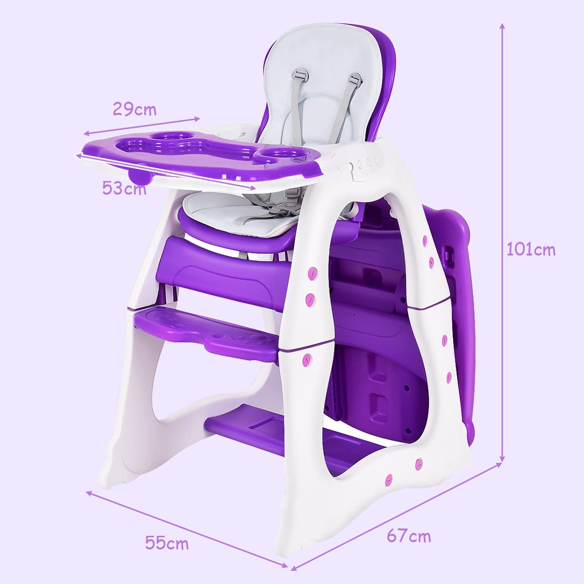 Convertible Baby High Chair with 5 Point Harness and Adjustable Feeding Tray - Blue - ChairwayUKBaby ChairBB5776BLConvertible Baby High Chair with 5 Point Harness and Adjustable Feeding Tray - Blue