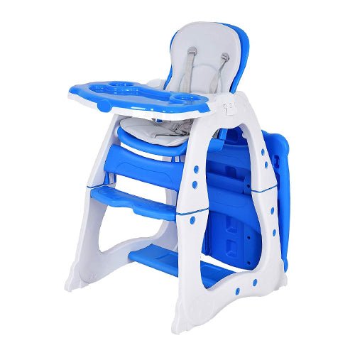 Convertible Baby High Chair with 5 Point Harness and Adjustable Feeding Tray - Blue - ChairwayUKBaby ChairBB5776BLConvertible Baby High Chair with 5 Point Harness and Adjustable Feeding Tray - Blue