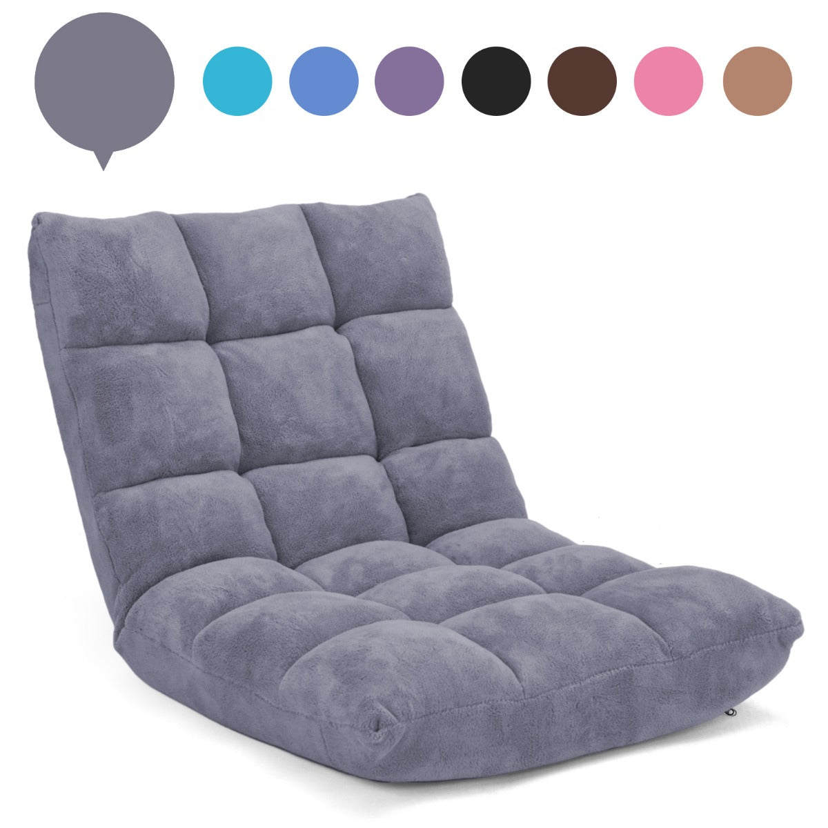 Coral Velvet Floor Gaming Chair with 14-Position Adjustable Back - ChairwayUK