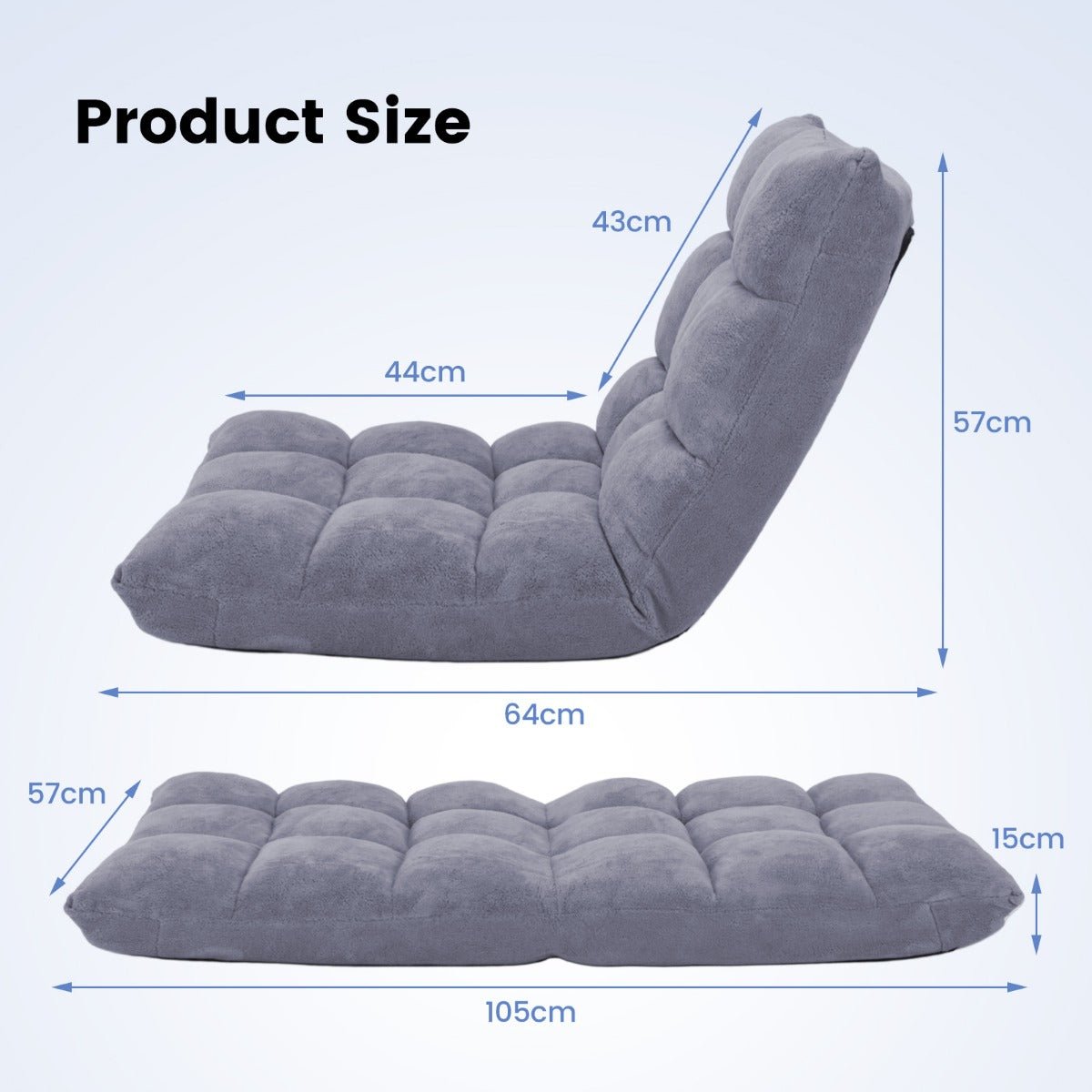 Coral Velvet Floor Gaming Chair with 14-Position Adjustable Back - ChairwayUK