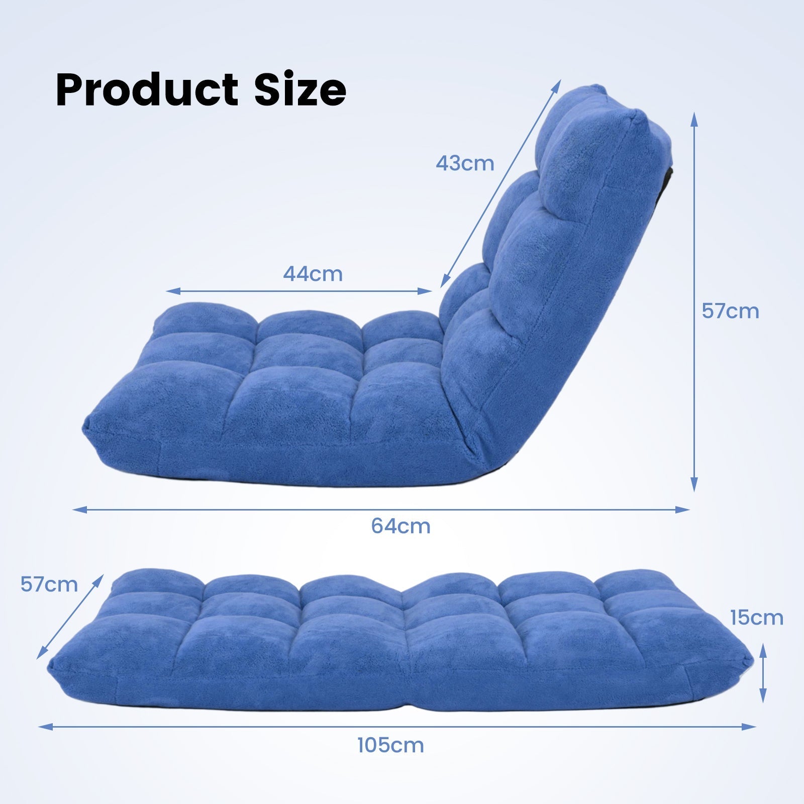 Coral Velvet Floor Gaming Chair with 14-Position Adjustable Back - ChairwayUK