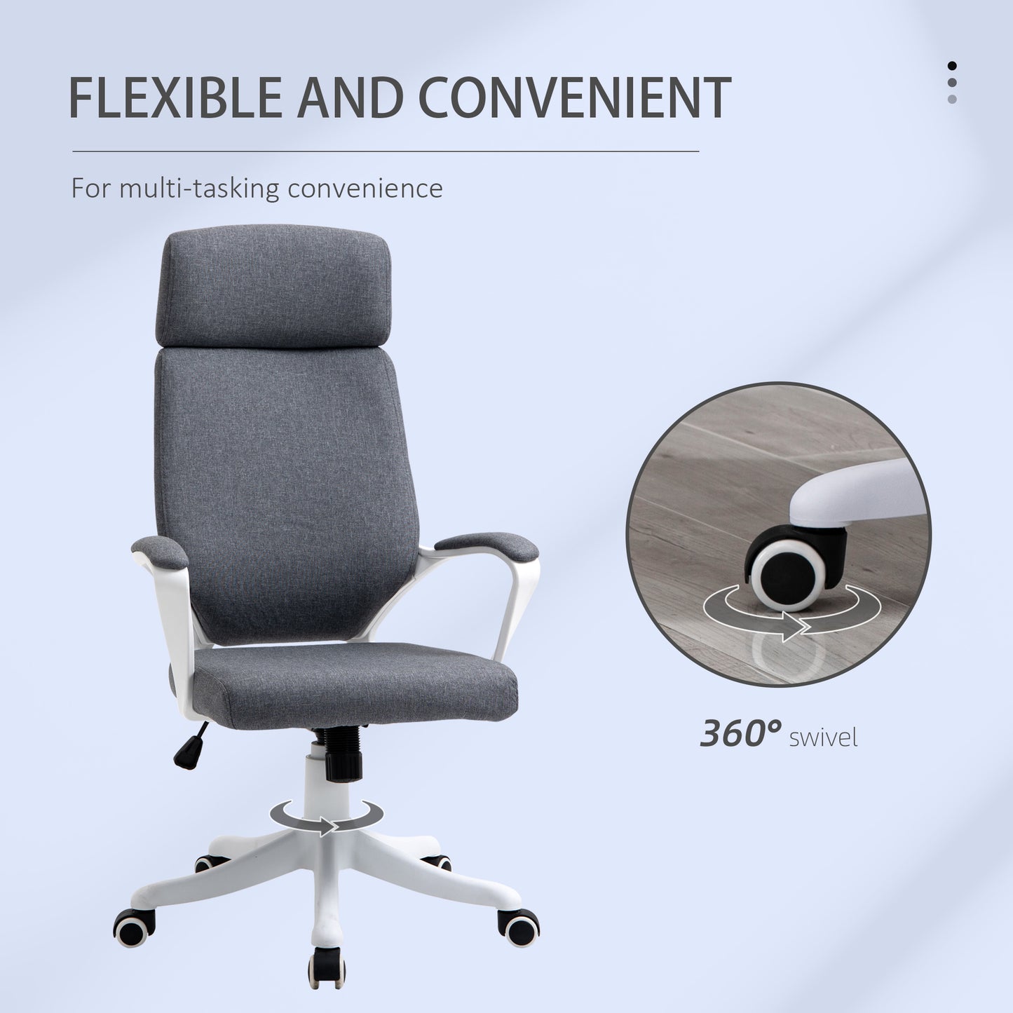 Image for Vinsetto Office Chair High Back 360° Swivel Task Chair Ergonomic Desk Chair with Lumbar Back Support, Adjustable Height