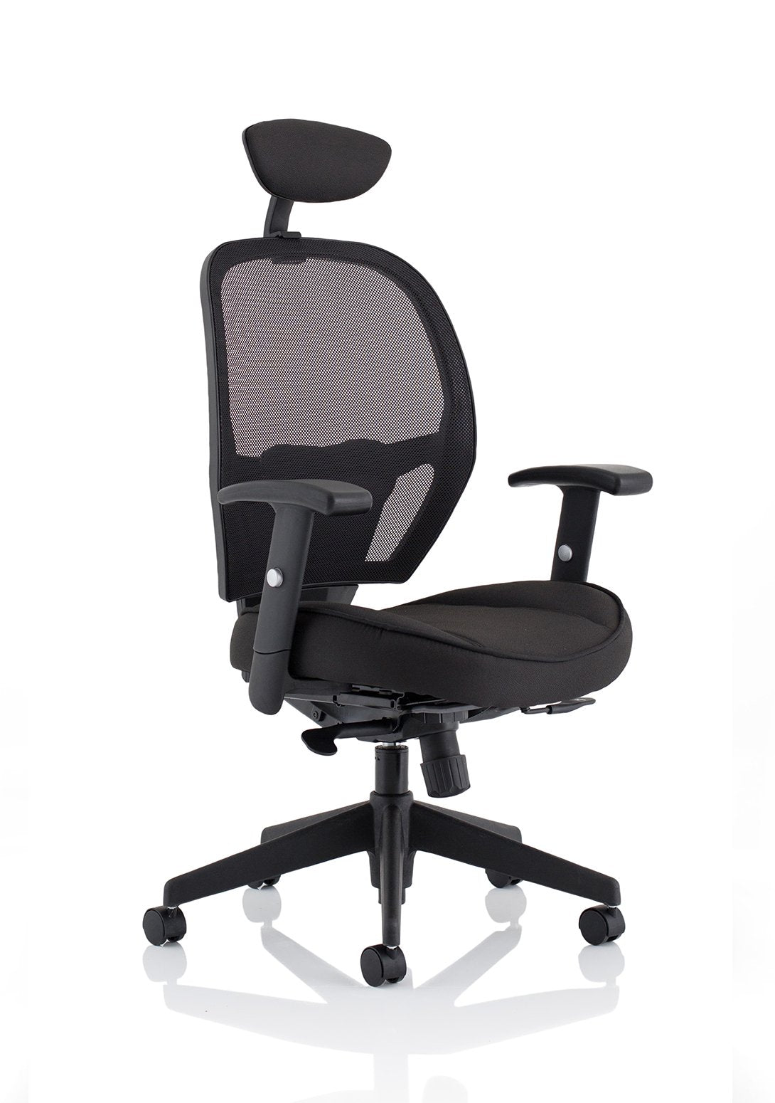 Denver High Mesh Back Black Task Operator Office Chair with Arms - ChairwayUKHome Office ChairOP000234Image ForDenver High Mesh Back Black Task Operator Office Chair with Arms