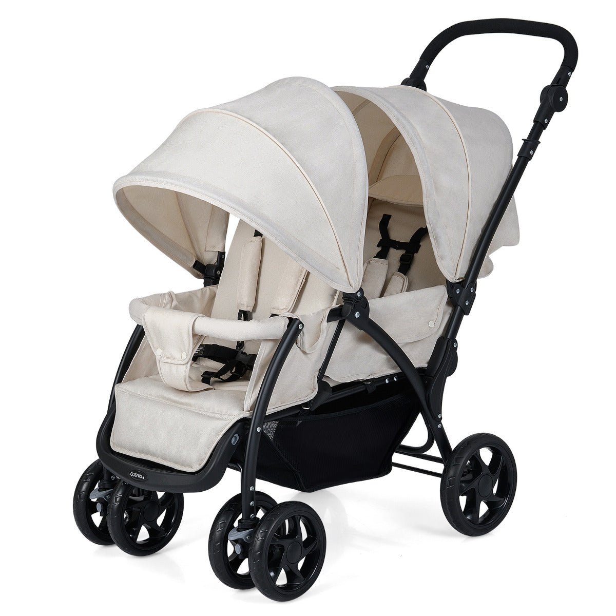 Double Pushchair with Adjustable Backrest and Sunshade - ChairwayUK