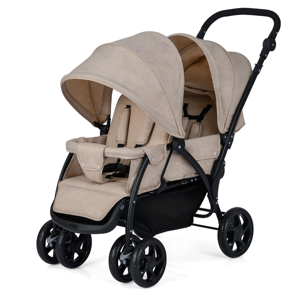 Double Pushchair with Adjustable Backrest and Sunshade - ChairwayUK