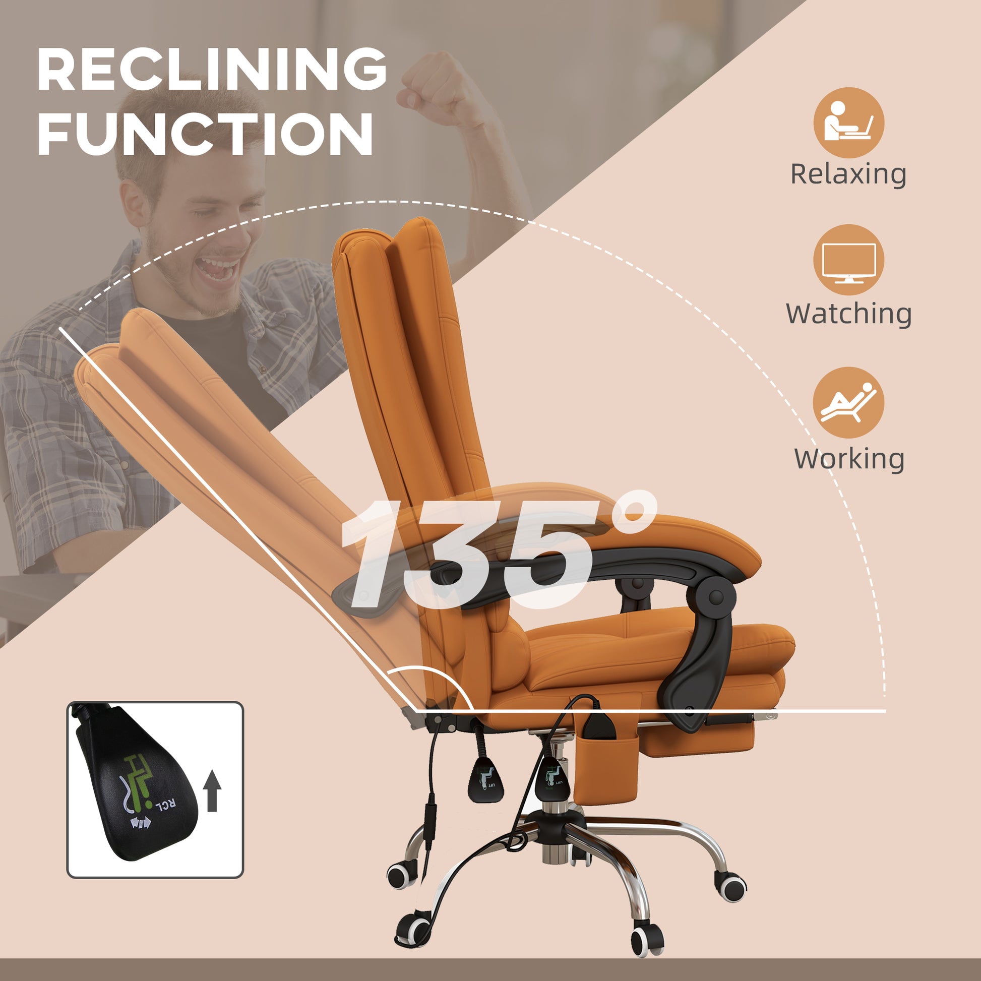 Massage Office Chair with Heat - Leather Computer Chair | Chairway.UK