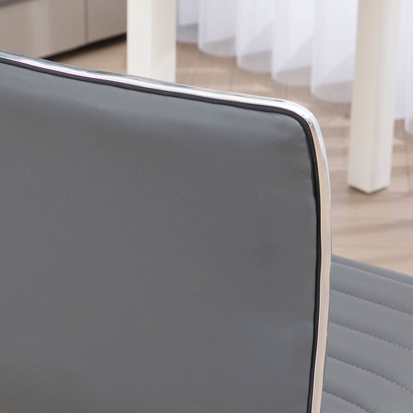 HOMCOM Adjustable Swivel Office Chair with Armless Mid-Back in PU Leather and Chrome Base - Black