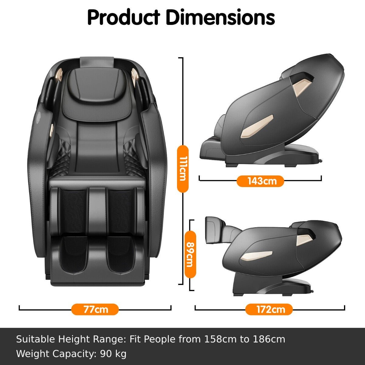 Electric Shiatsu Massage Chair with SL Track, Bluetooth, Heat and Airbag - Black - ChairwayUKMassage ChairJL10002GB - BKElectric Shiatsu Massage Chair - ChairwayUK