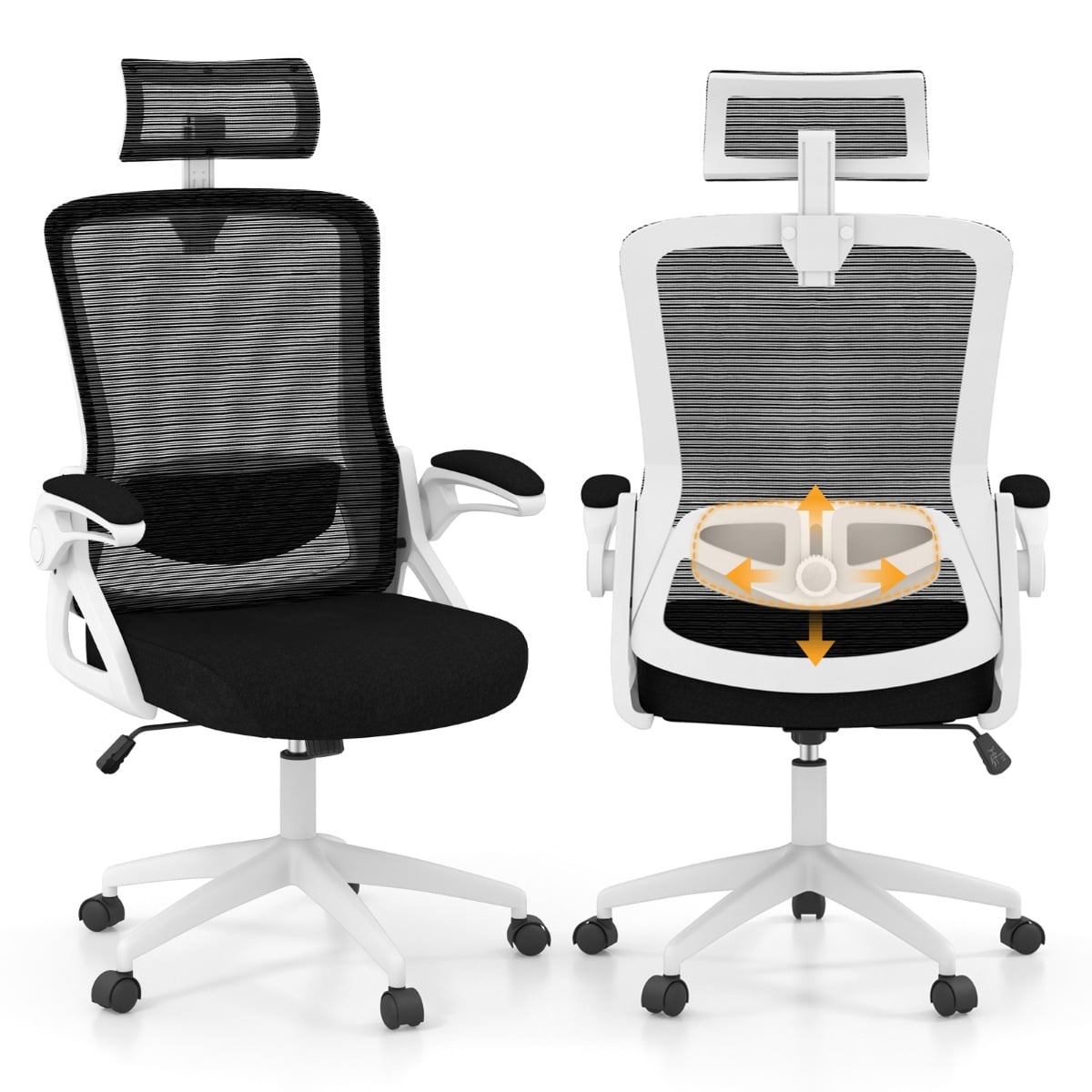 Ergonomic Office Chair with Adjustable Lumbar Support for Home Office-Black - ChairwayUK