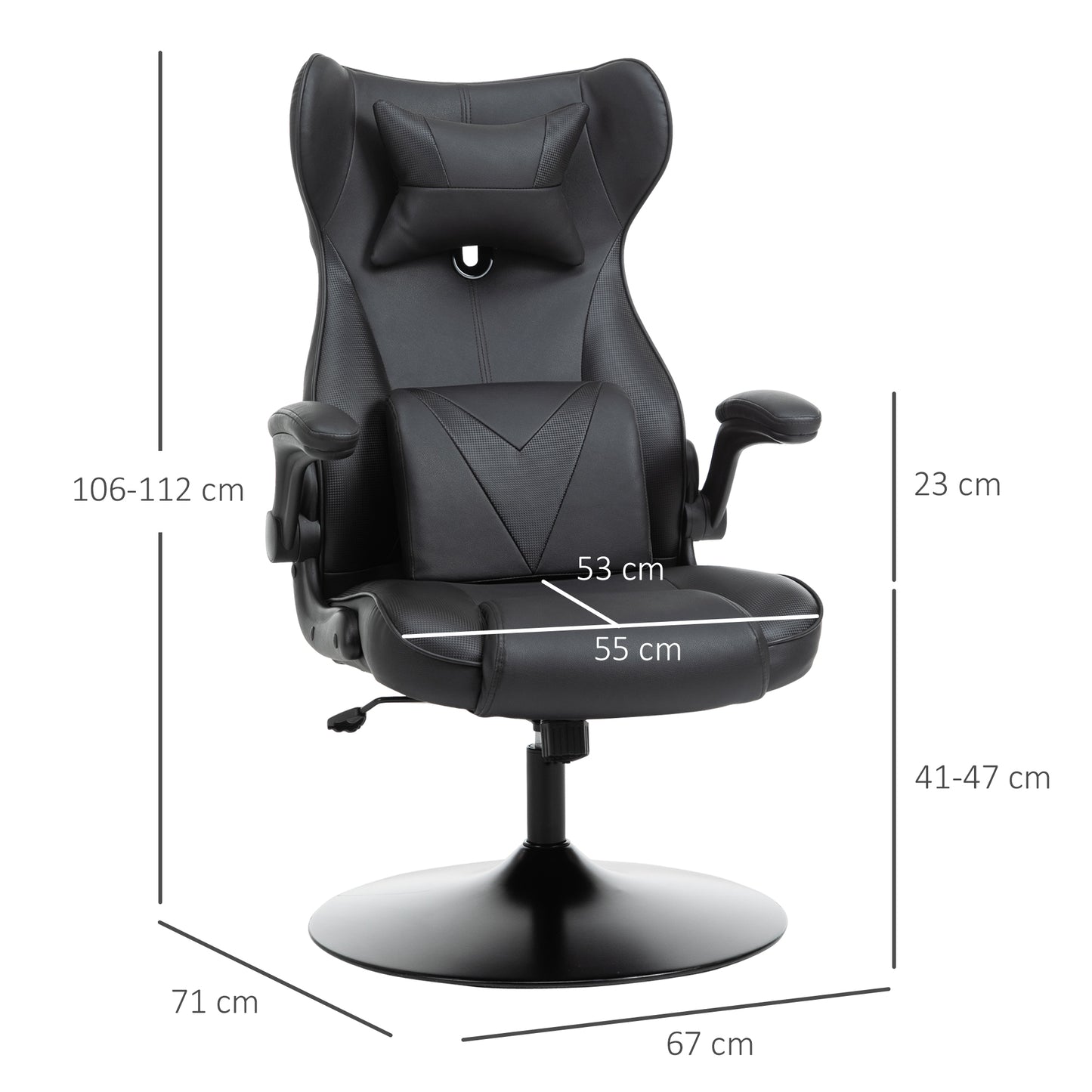 Image for Vinsetto Video Game Chair with Lumbar Support, Racing Style Home Office Chair, Computer Chair with Swivel Base, Flip-up Armrest and Headrest, Black