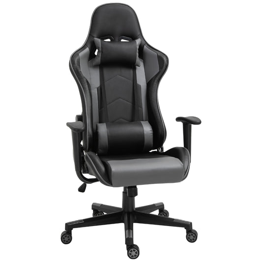 Image for Vinsetto High Back Racing Gaming Chair, PU Leather Reclining Computer Chair with Head Pillow and Lumbar Support, Black