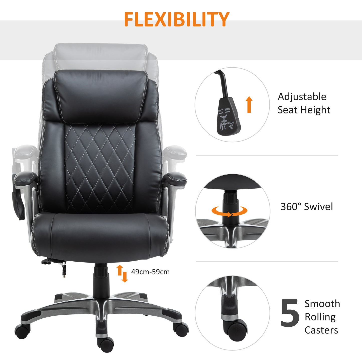 Image for Vinsetto Massage Office Chair High Back with Armrest 6-Point Vibration Executive Chair with Adjustable Height Black