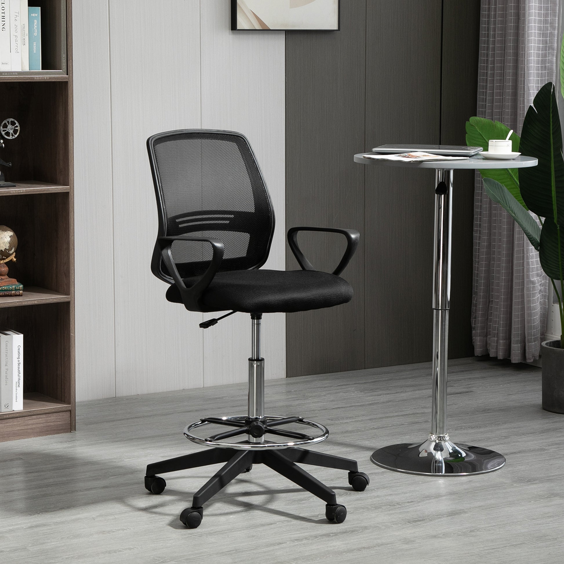 Image for Vinsetto Ergonomic Mesh Back Drafting Chair Tall Office Chair with Adjustable Height and Footrest 360° Swivel