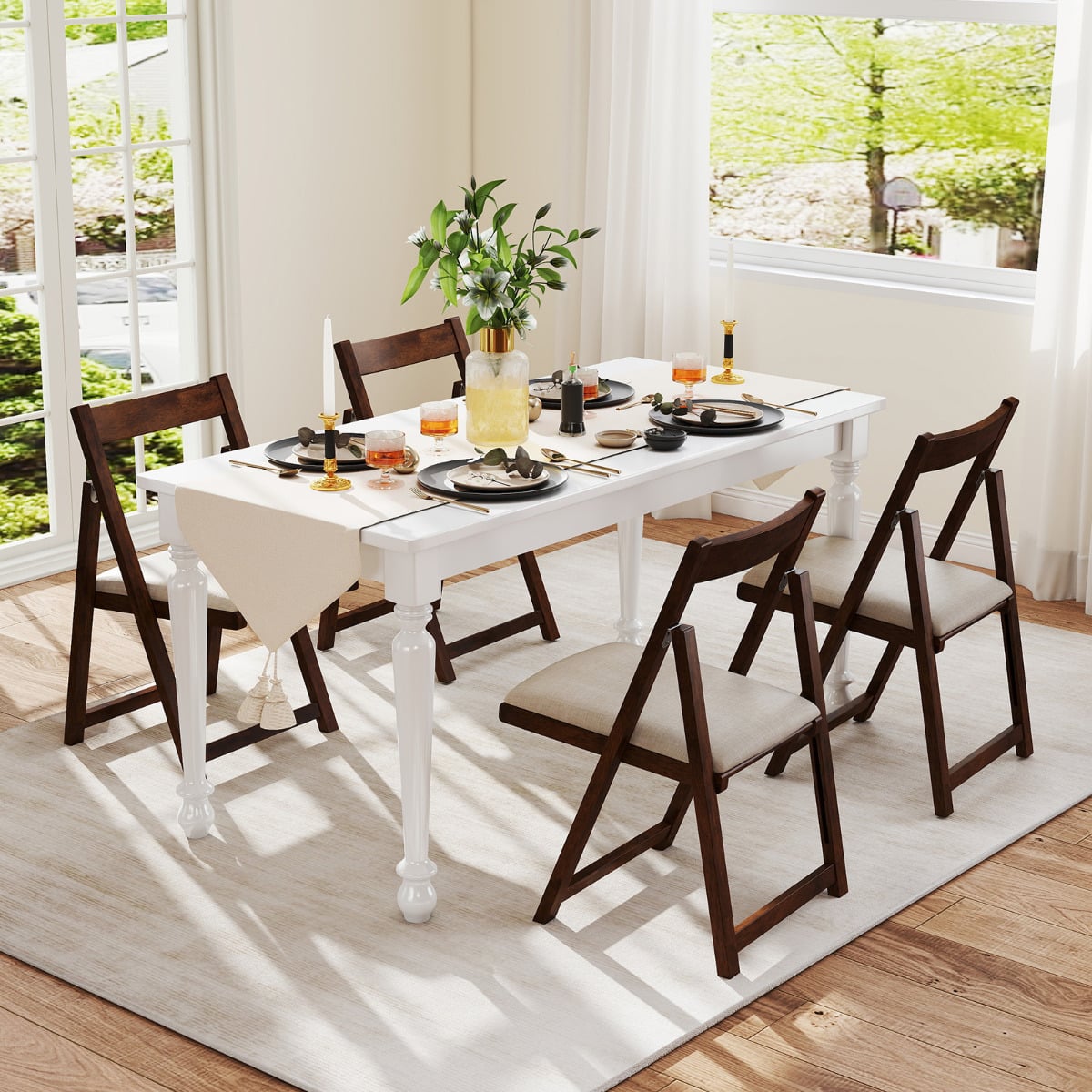 foldable_dining_chair_set_of_4_with_padded_seat_and_curved_backrest_walnut dinning room 