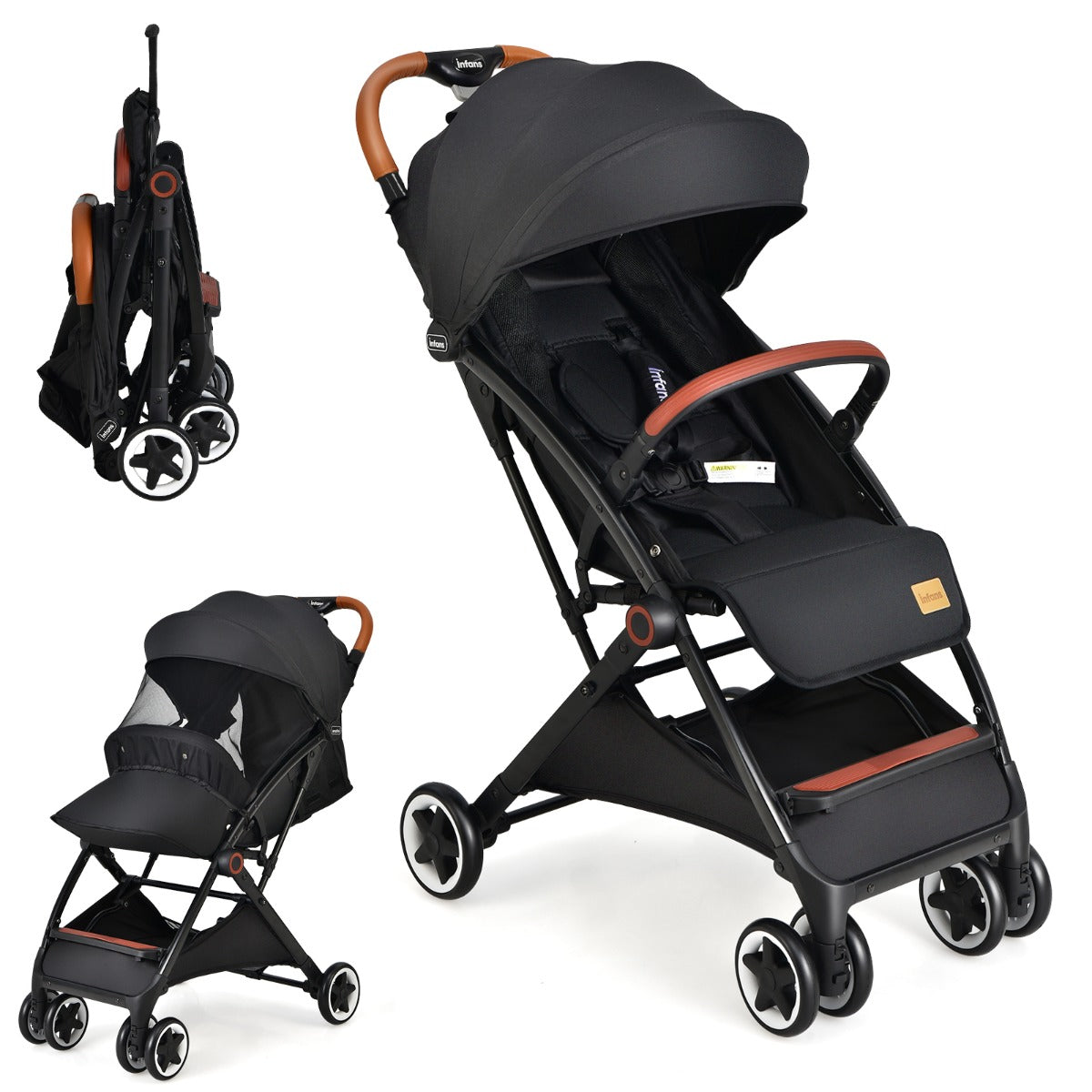 folding_pushchair_with_adjustable_backrest_and_footrest_black use in different settings or fold it away 