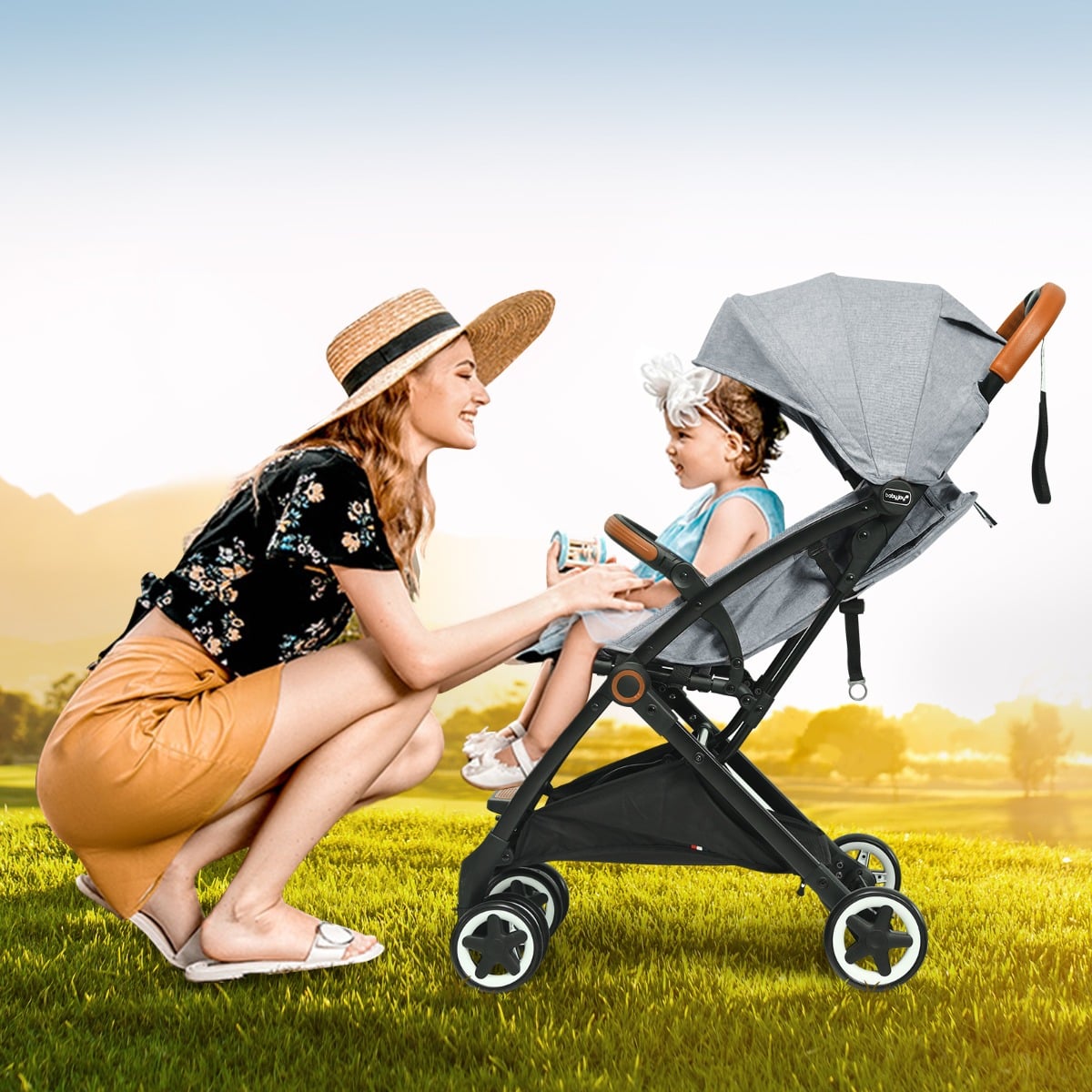 folding_pushchair_with_adjustable_backrest_and_footrest_grey-LIfestyle-Comfort first: Padded seat and adjustable recline ensure baby stays relaxed