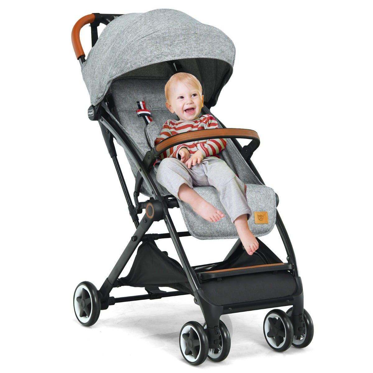 Travel-friendly folding_pushchair_with_adjustable_backrest_and_footrest_grey- Folds quickly into a compact size for cars, buses, or storage
