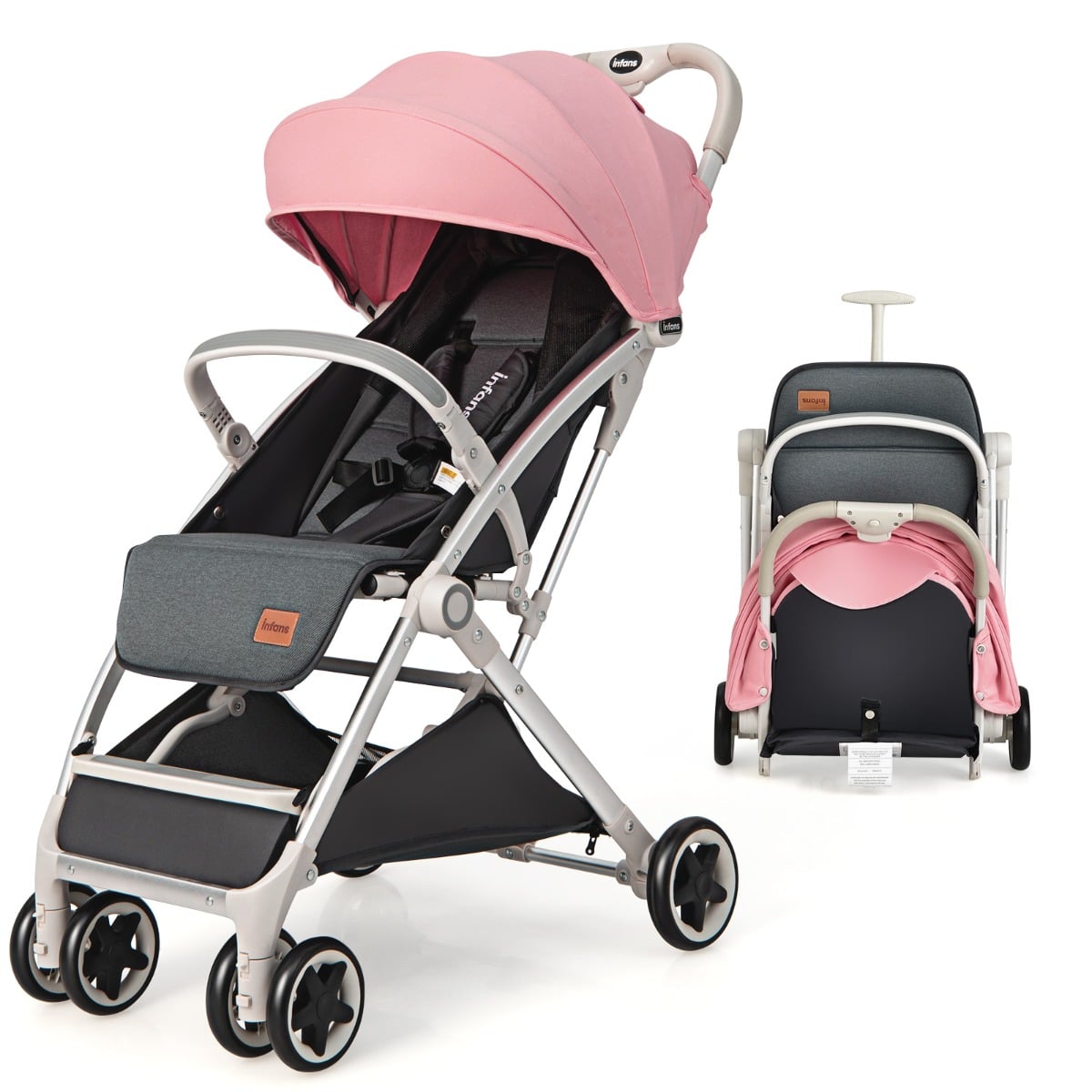 folding_pushchair_with_adjustable_backrest_and_footrest_pink FOldable